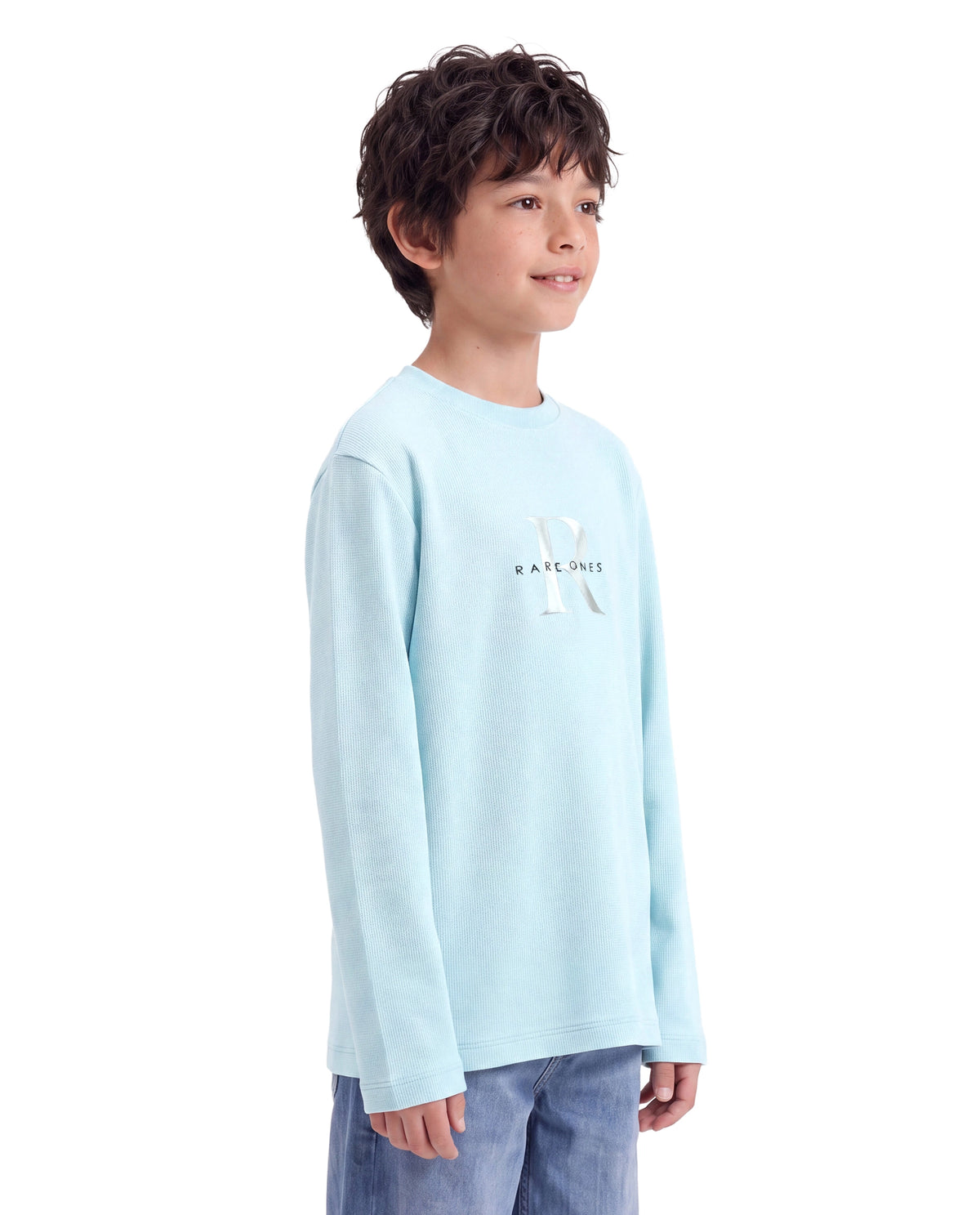 Rare Ones Kids Spro Pastel Blue Cotton Crew Neck Regular Graphic Print T-Shirt