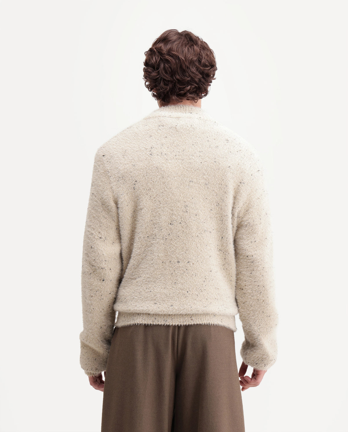 Rare Rabbit Mens Bolland Light Beige Acrylic Blend Stand Collar Regular Plain Sweater