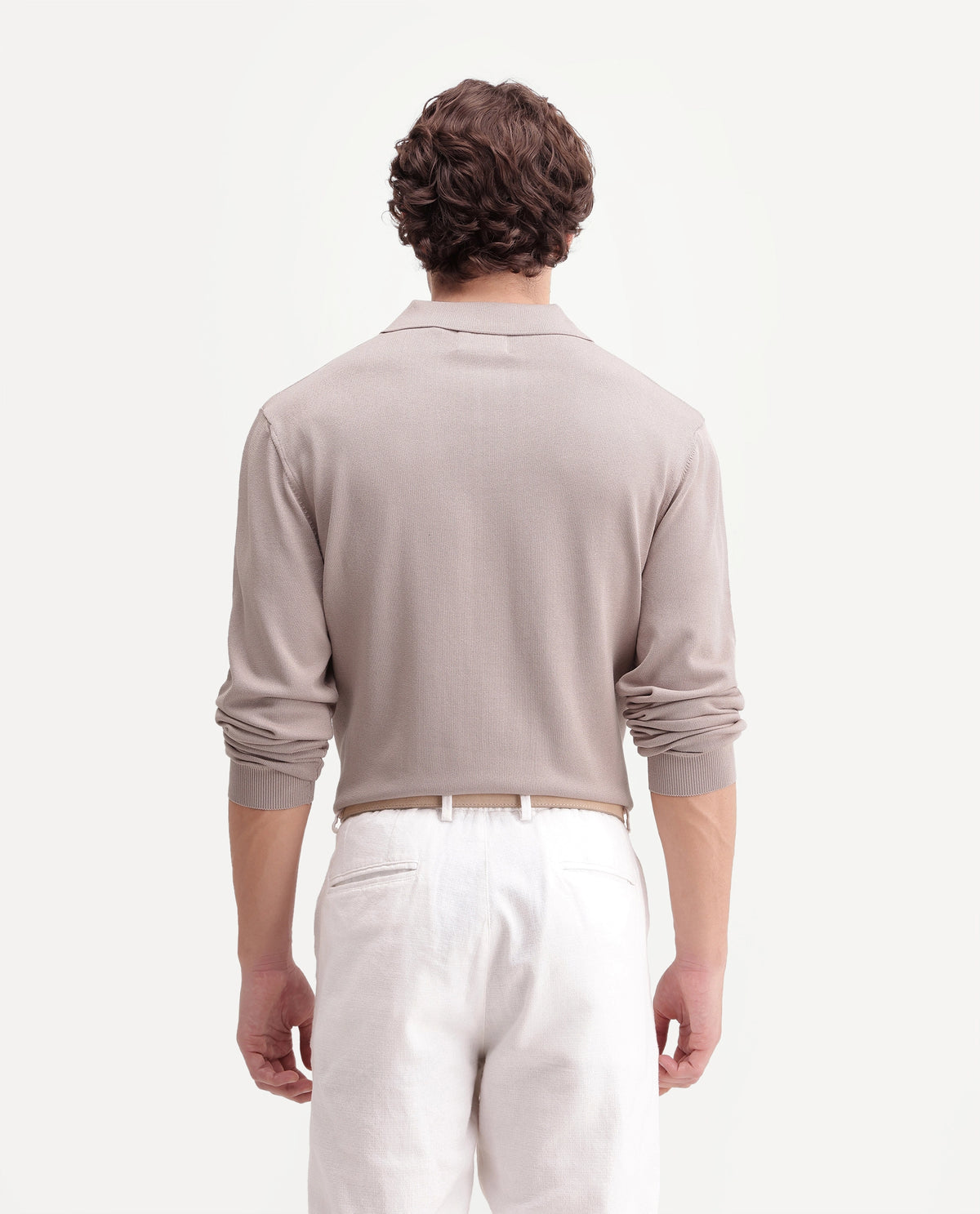 Rare Rabbit Mens Luma Beige Polyester Blend Spread Collar Regular Plain Polo