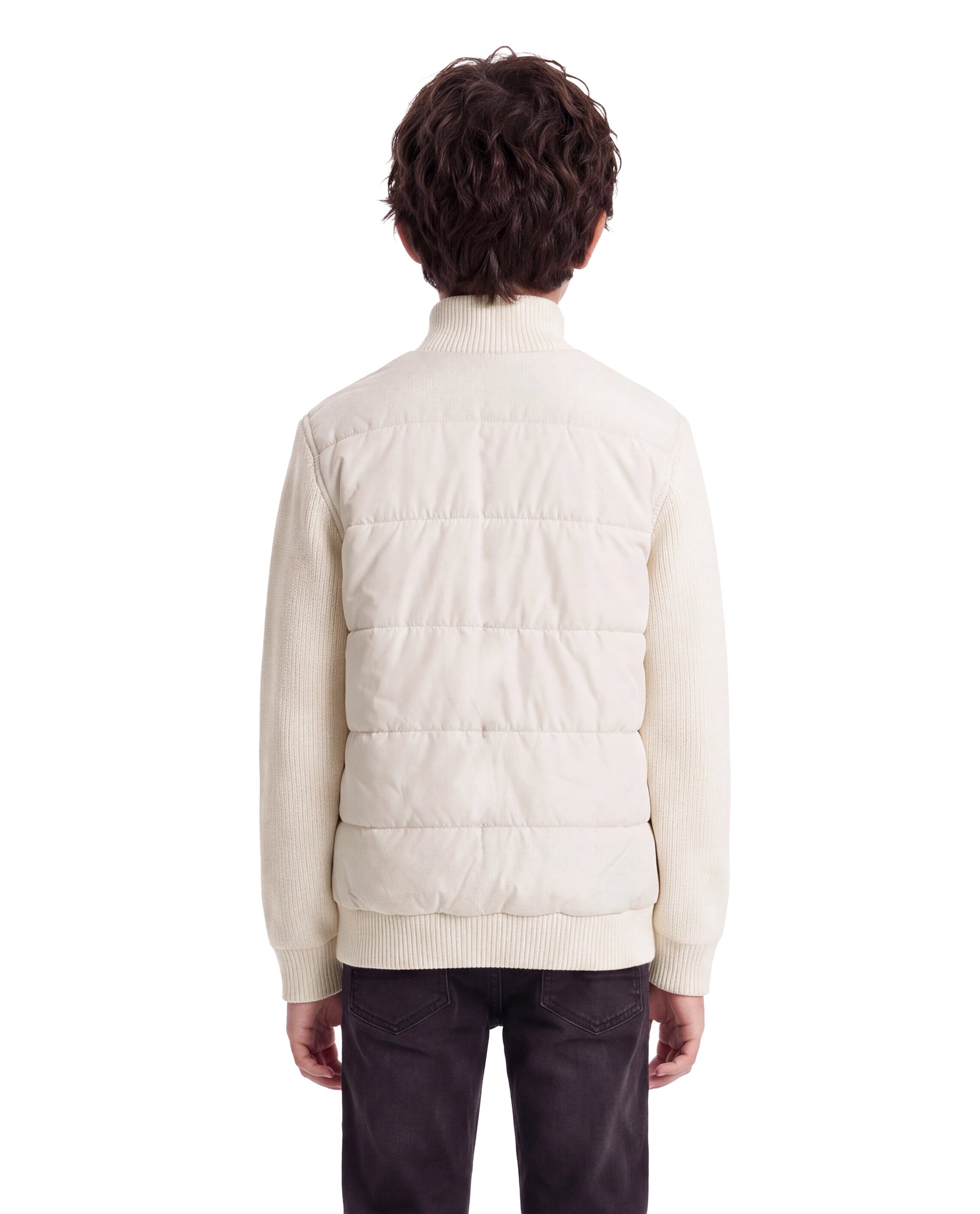 Rare Ones Kids Cyril Beige Polyester Fabric High Neck Zipper Closure Regular Plain Jacket