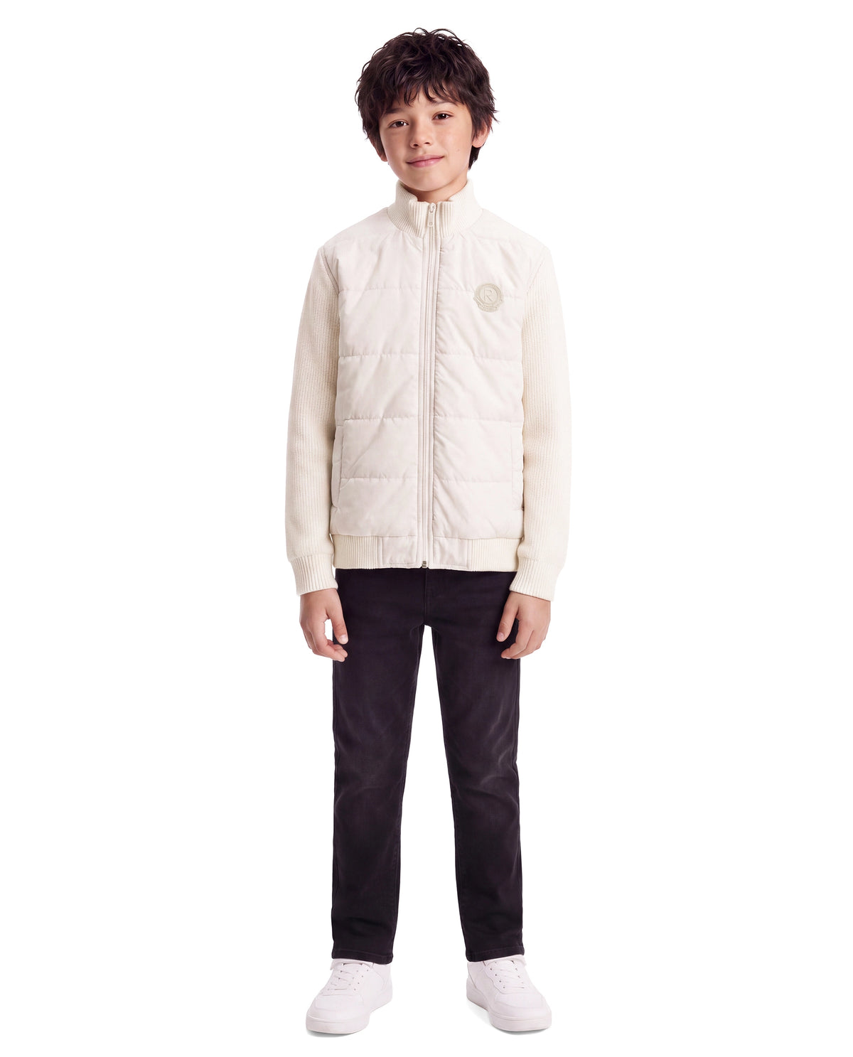 Rare Ones Kids Cyril Beige Polyester Fabric High Neck Zipper Closure Regular Plain Jacket