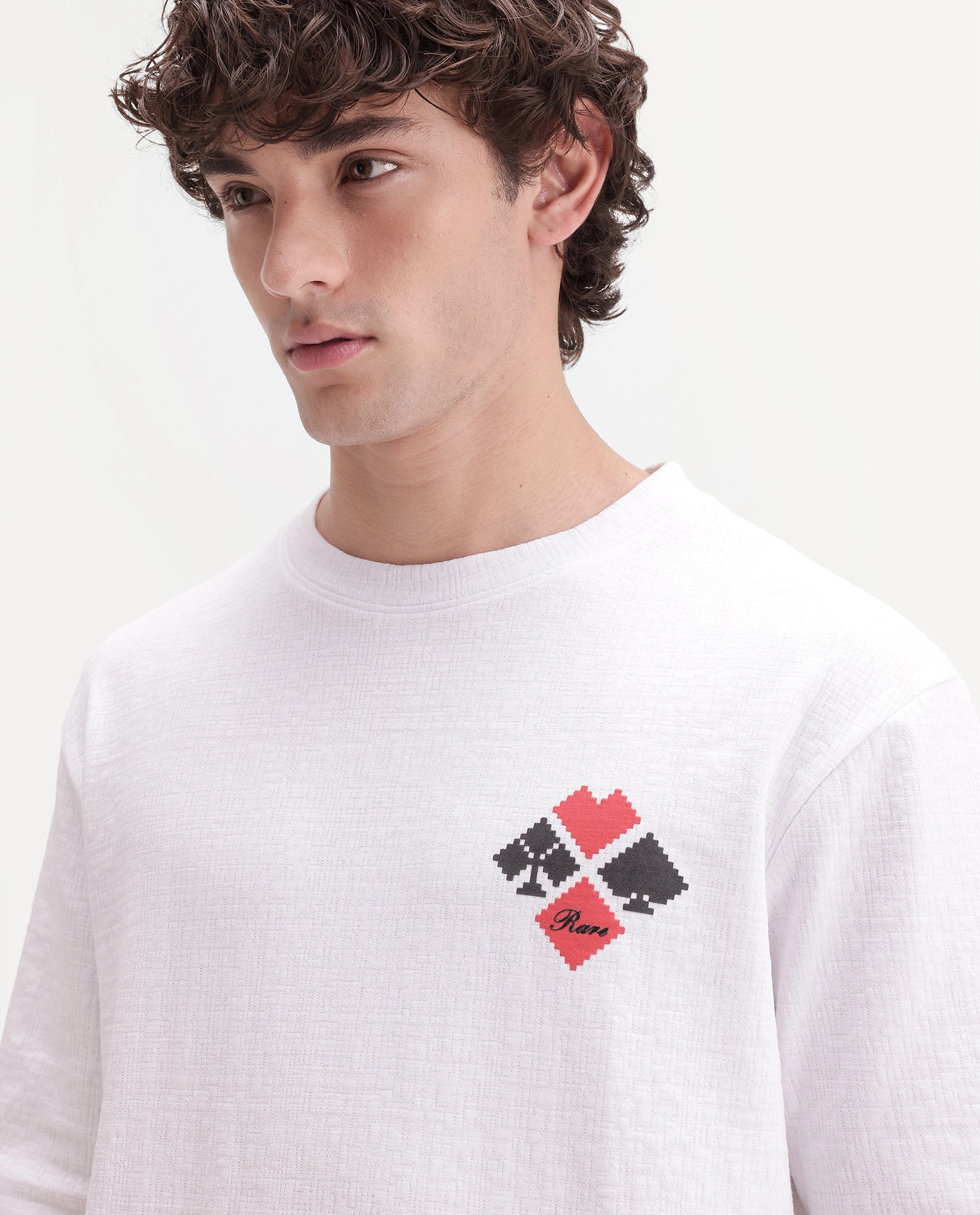 Rare Rabbit Men's Digon Off White Cotton Blend Crew Neck Regular Graphic Print T-Shirt