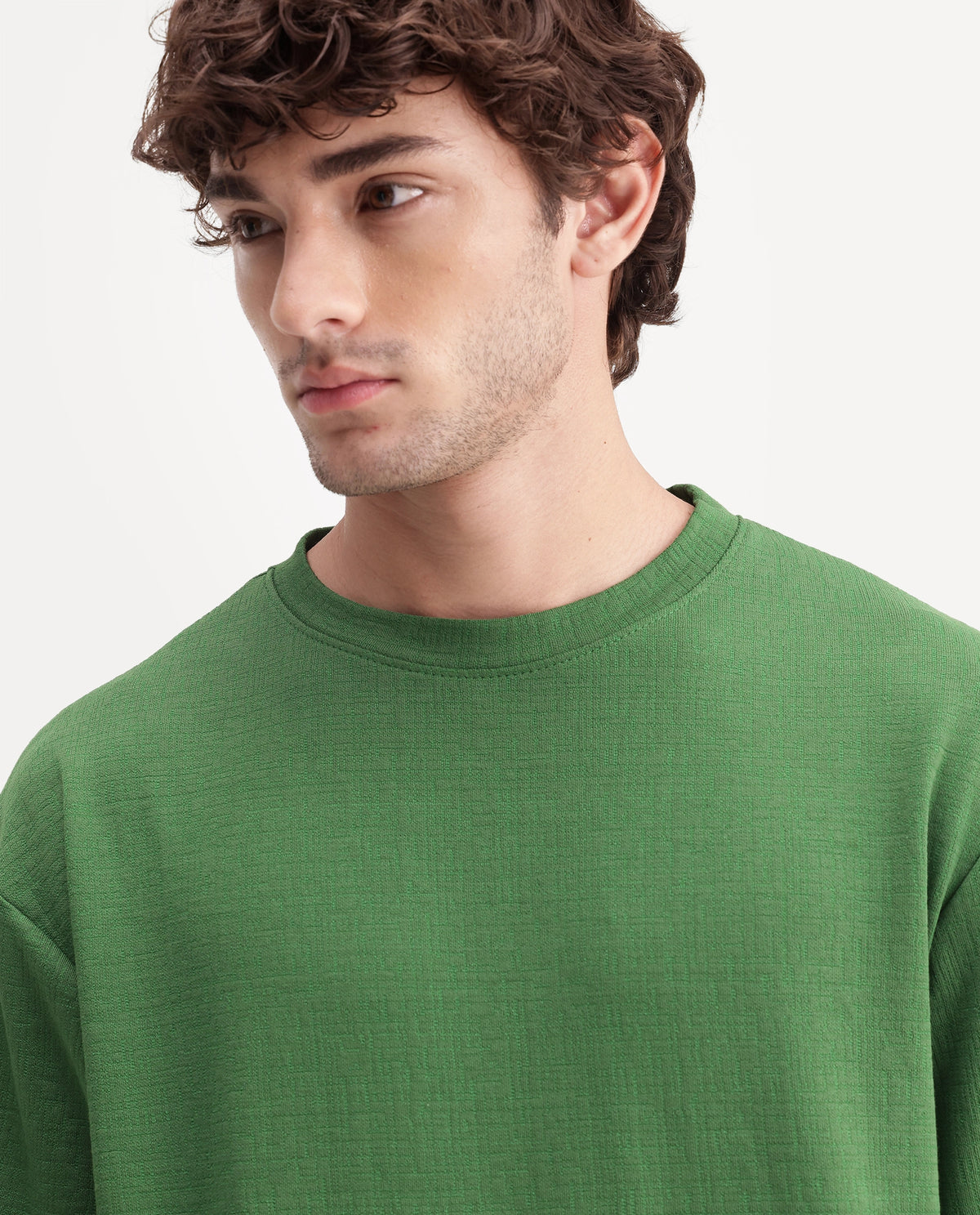 Rare Rabbit Men's Rodo Primary Green Cotton Blend Crew Neck Regular Plain T-Shirt