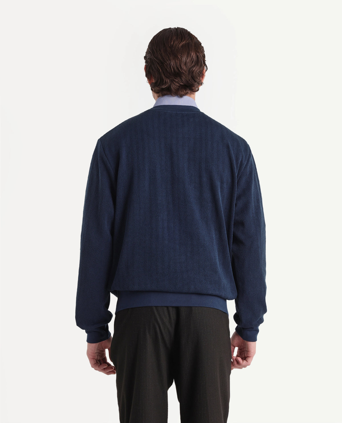 Rare Rabbit Men's Yargi Primary Navy Cotton Blend Crew Neck Regular Jacquard Sweatshirt