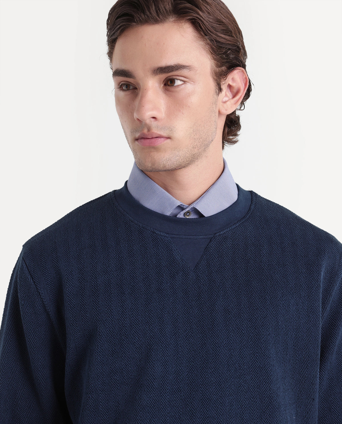 Rare Rabbit Men's Yargi Primary Navy Cotton Blend Crew Neck Regular Jacquard Sweatshirt