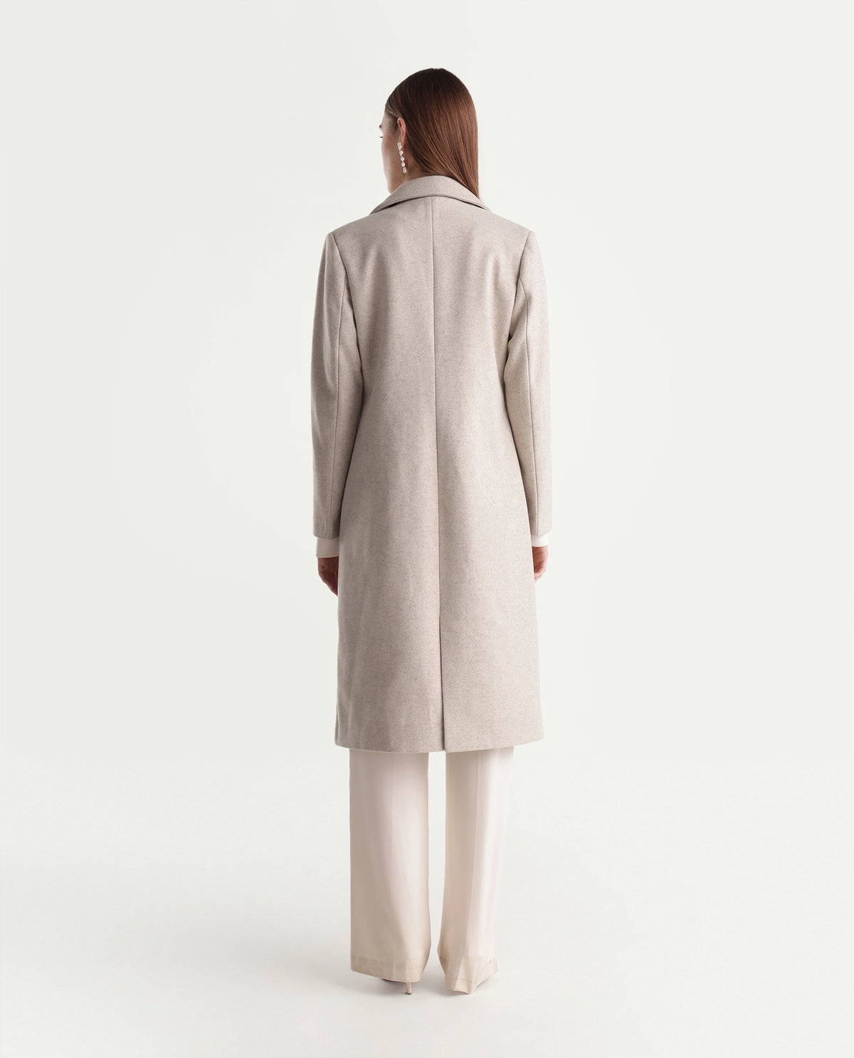 Rareism Women's Kerest Beige Polyester Blend Lapel Neck Regular Plain Coat - image 6