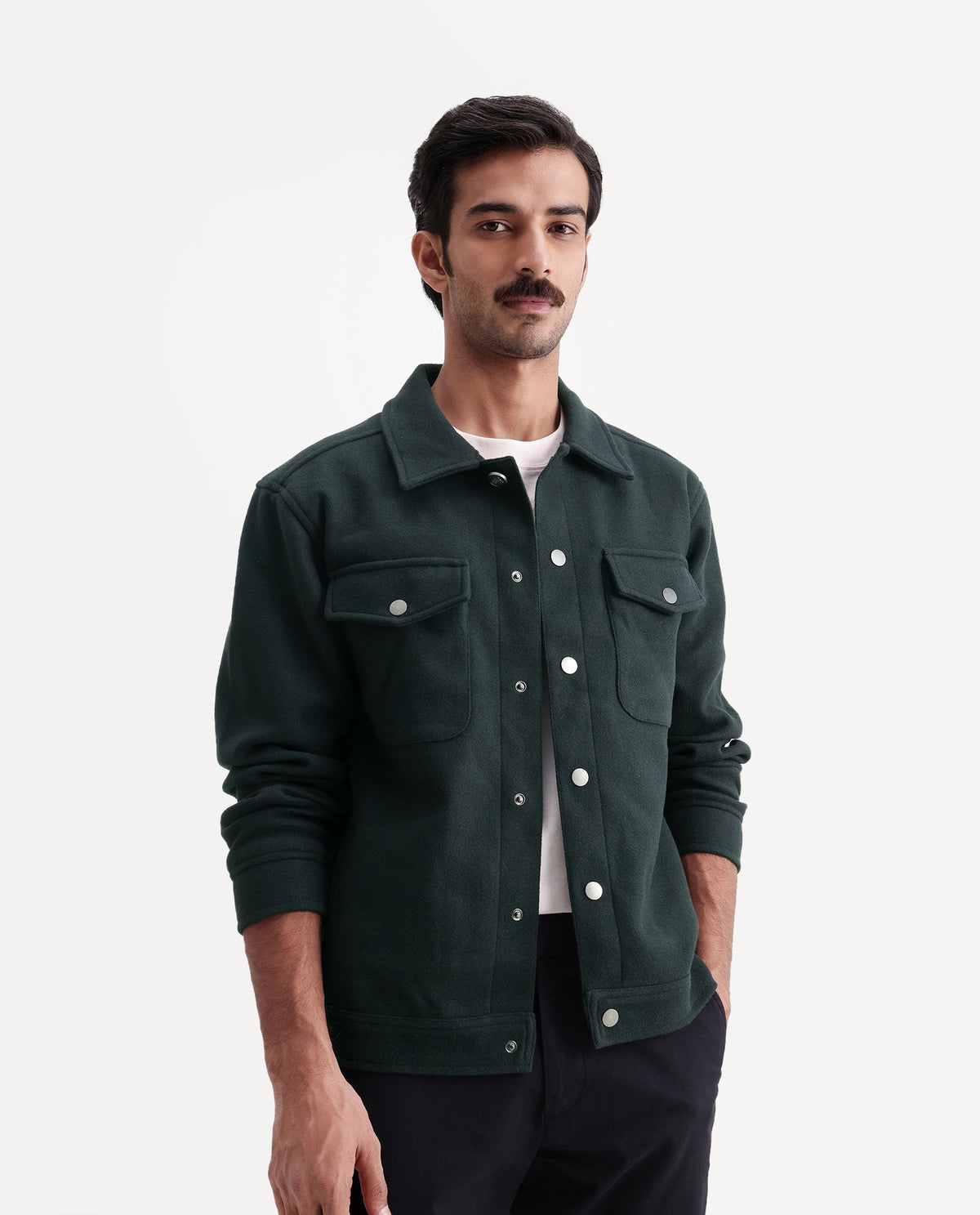 Rare Rabbit Men's Tweedo-26 Green Polyester Spread Collar Regular Plain Jacket - image 1