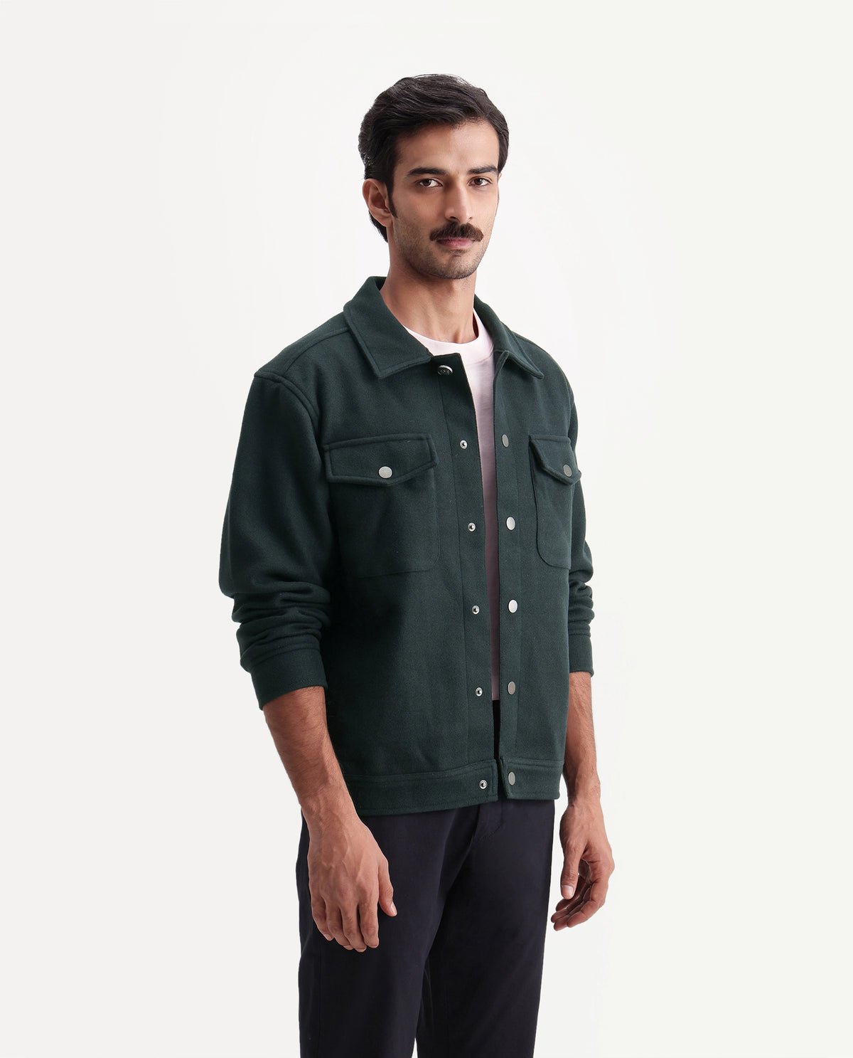 Rare Rabbit Men's Tweedo-26 Green Polyester Spread Collar Regular Plain Jacket - image 5