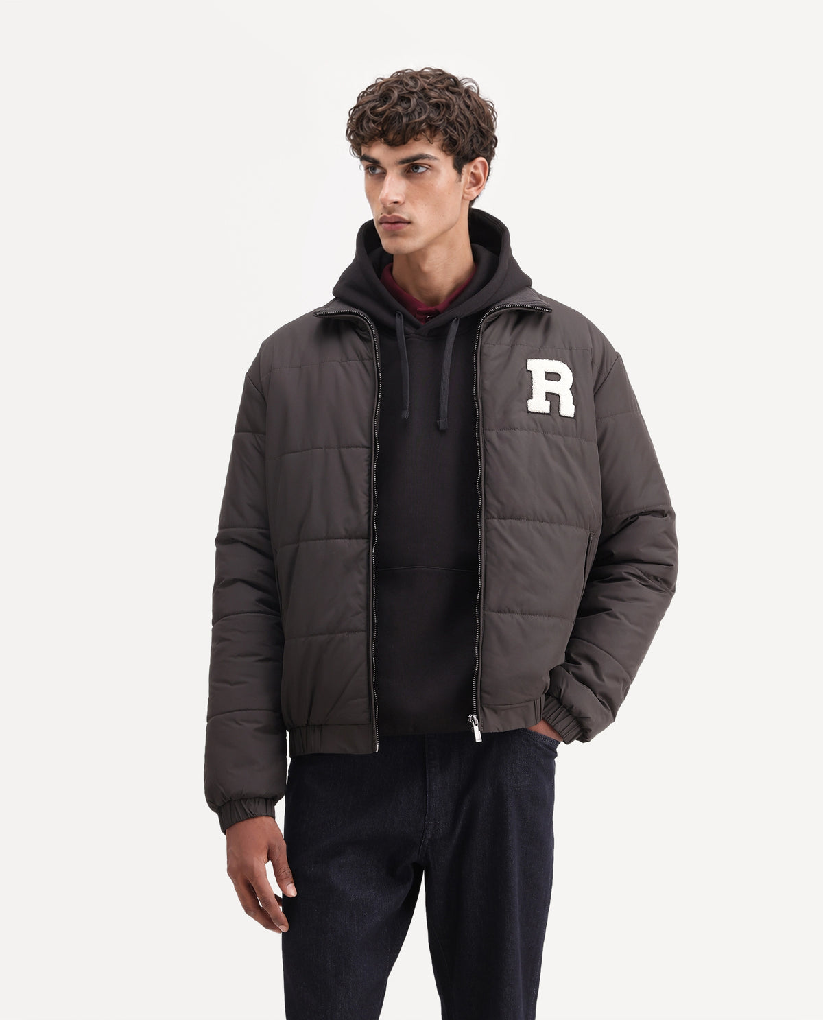 Rare Rabbit Men's Lerc Olive Polyester High Neck Zipper Regular Plain Jacket