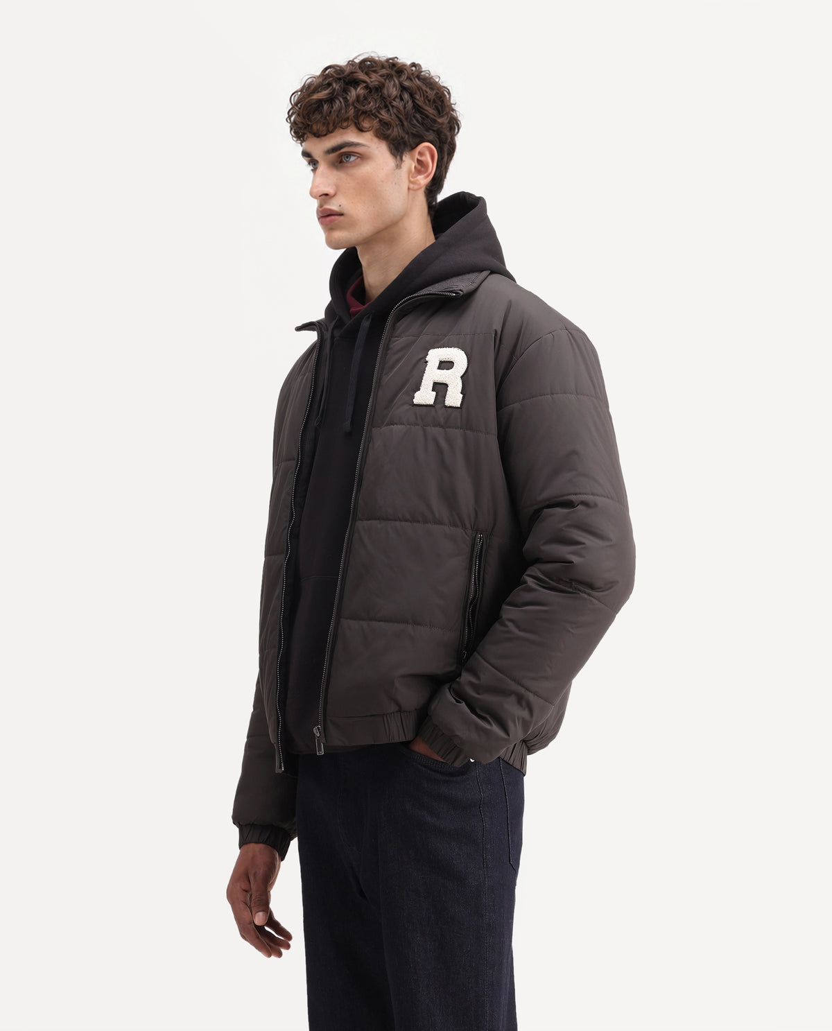 Rare Rabbit Men's Lerc Olive Polyester High Neck Zipper Regular Plain Jacket