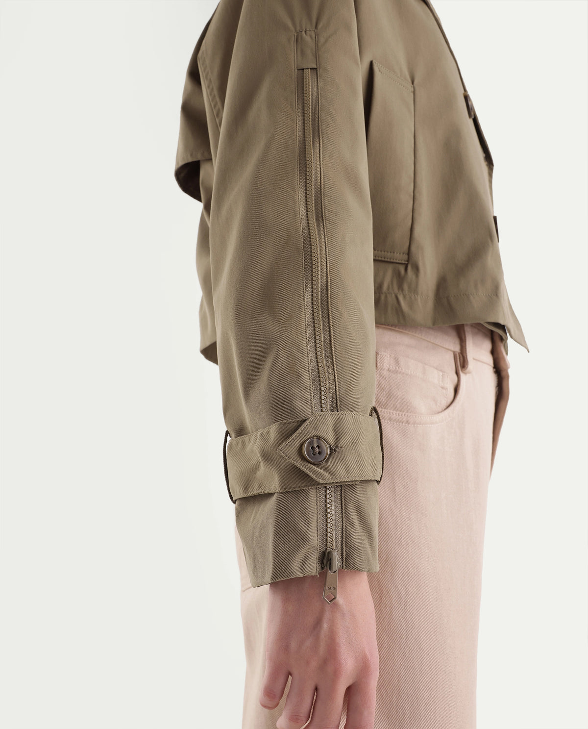 Rareism Women's Kim Beige Polyester Lapel Relaxed Solid Jacket - image 8