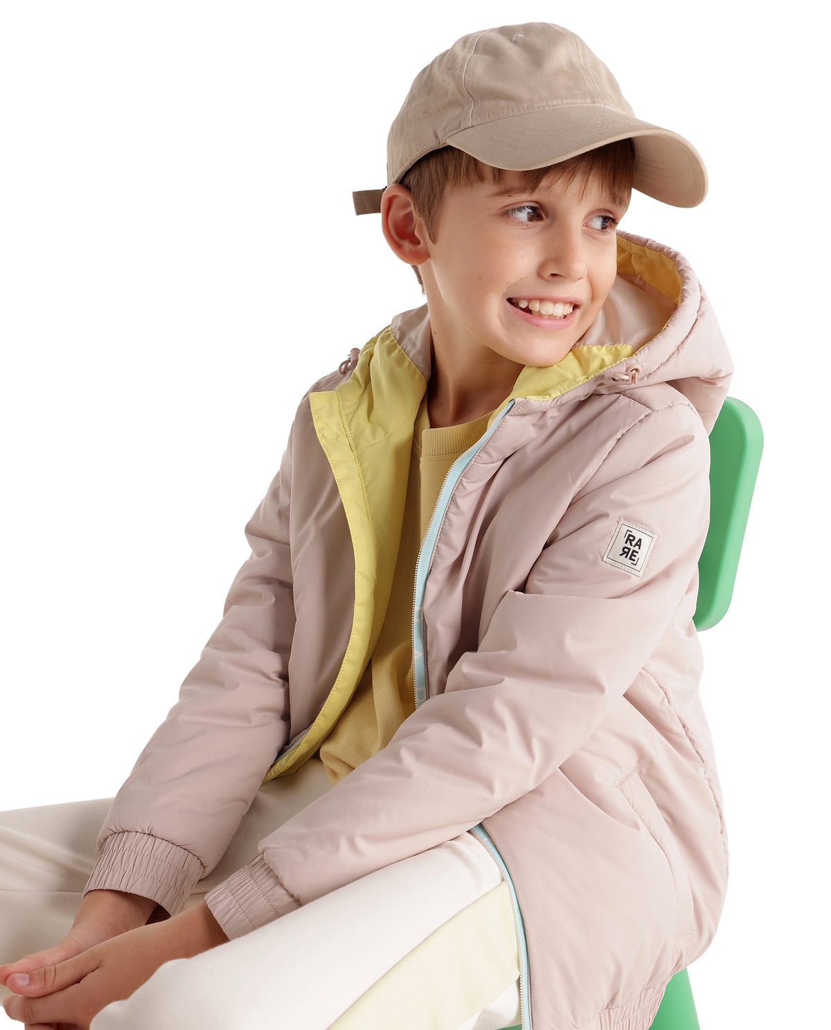 Rare Ones Kids Casin Beige Polyester Fabric Zipper Closure Regular Plain Jacket - image 1