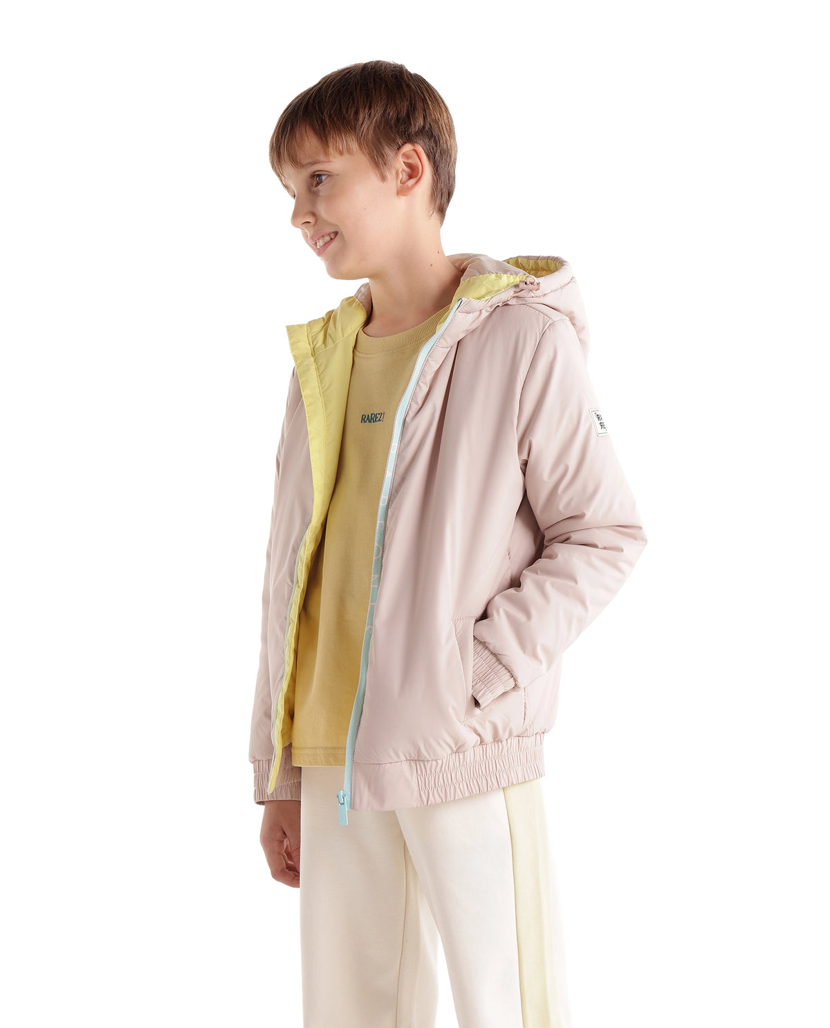 Rare Ones Kids Casin Beige Polyester Fabric Zipper Closure Regular Plain Jacket - image 6