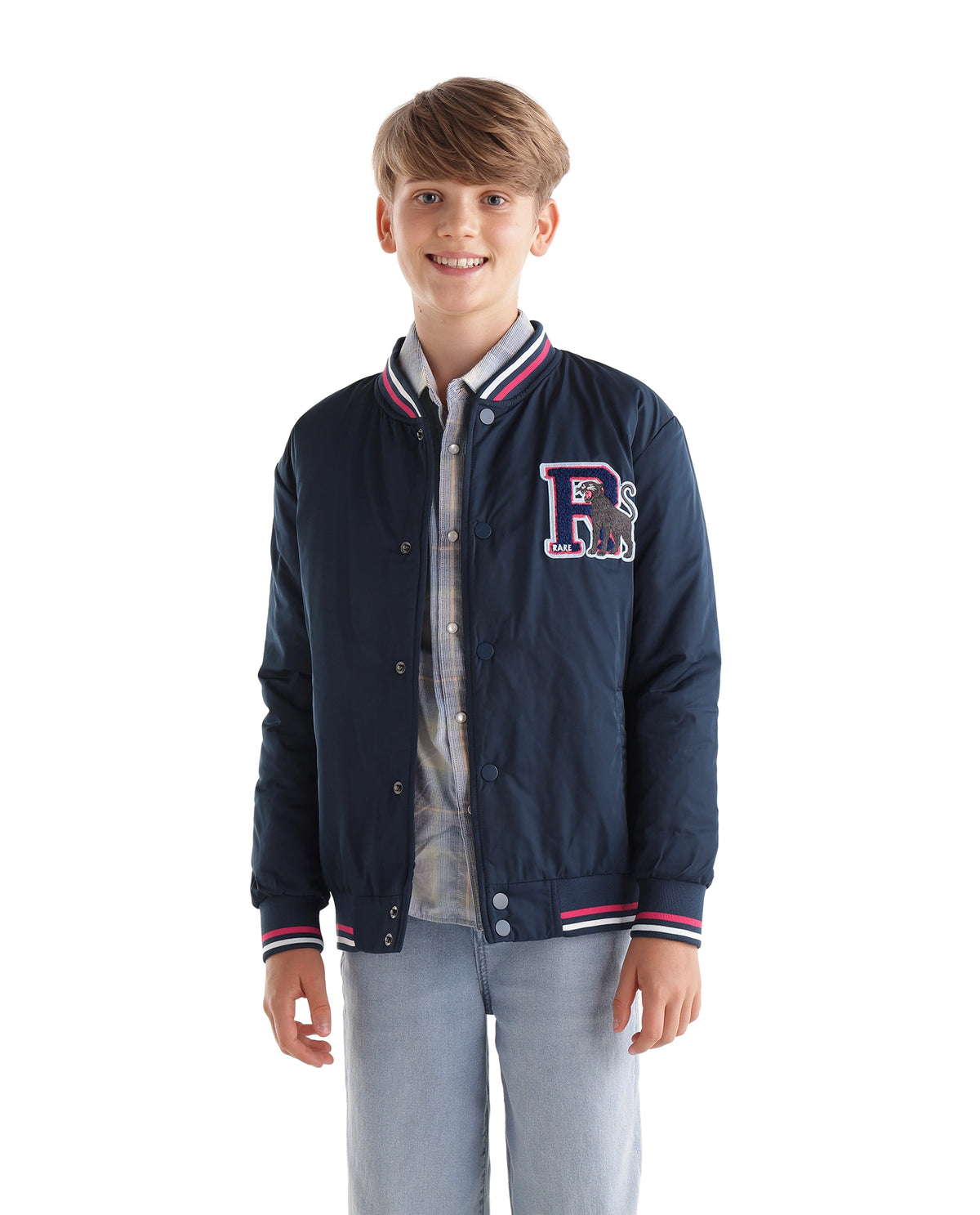 Rare Ones Kids Fumio Navy Polyester Fabric Button Closure Regular Fit Plain Jacket - image 8