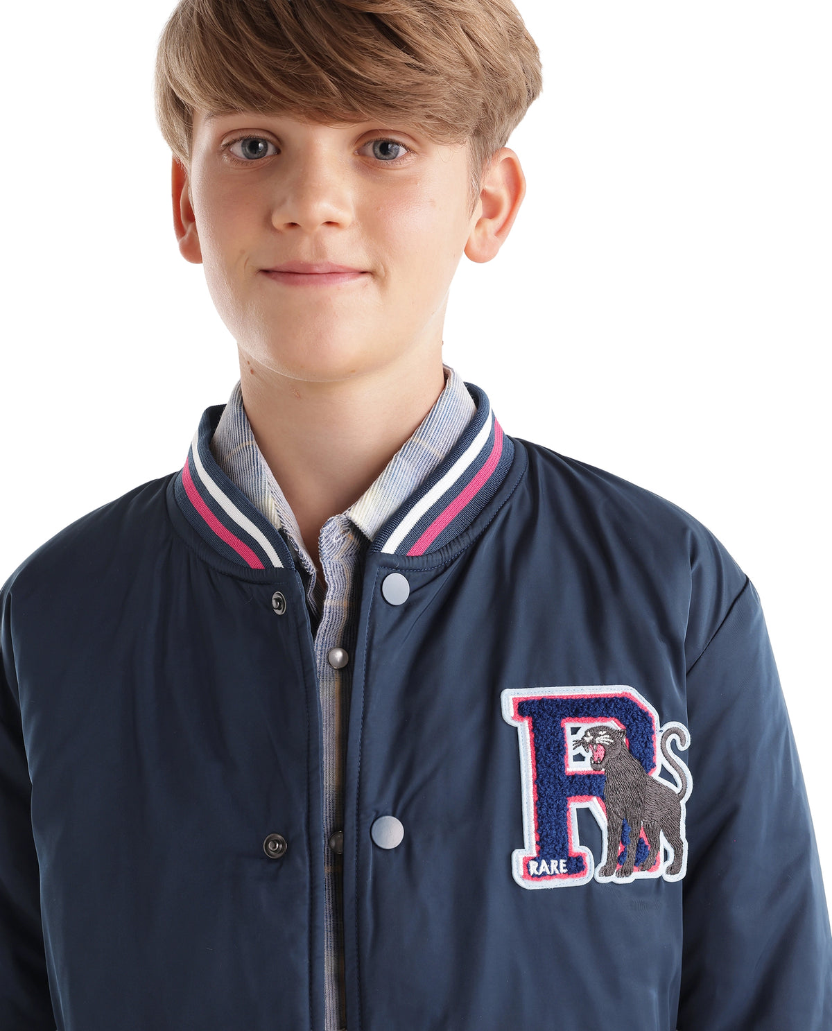 Rare Ones Kids Fumio Navy Polyester Fabric Button Closure Regular Fit Plain Jacket - image 5