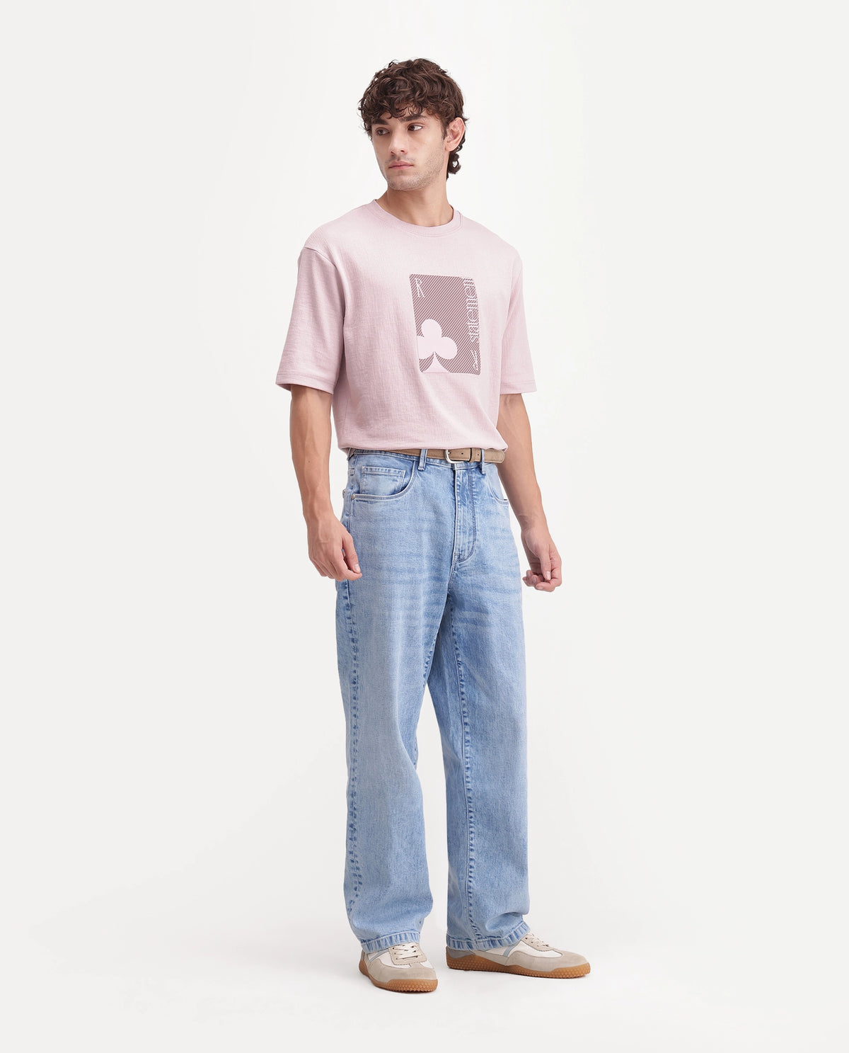 Rare Rabbit Men's Omir 26 Fluorescent Blue Cotton Blend Shank And Zipper Relaxed Straight Plain Jeans