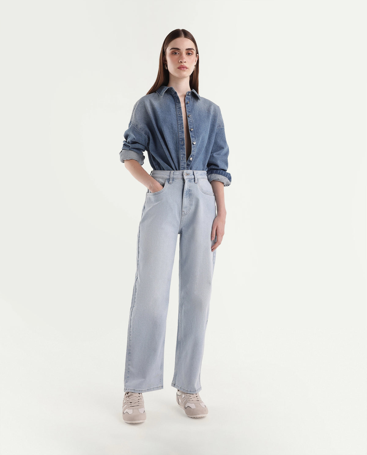 Rareism Women's Strank-4 Light Blue Cotton Blend Shank And Zipper Ankle Straight Plain Jeans - image 6