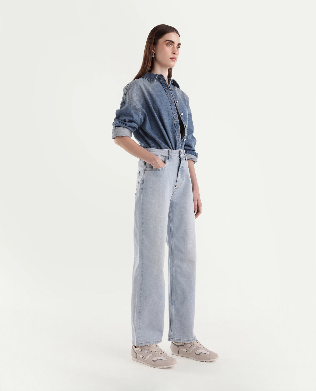 Rareism Women's Strank-4 Light Blue Cotton Blend Shank And Zipper Ankle Straight Plain Jeans - image 4