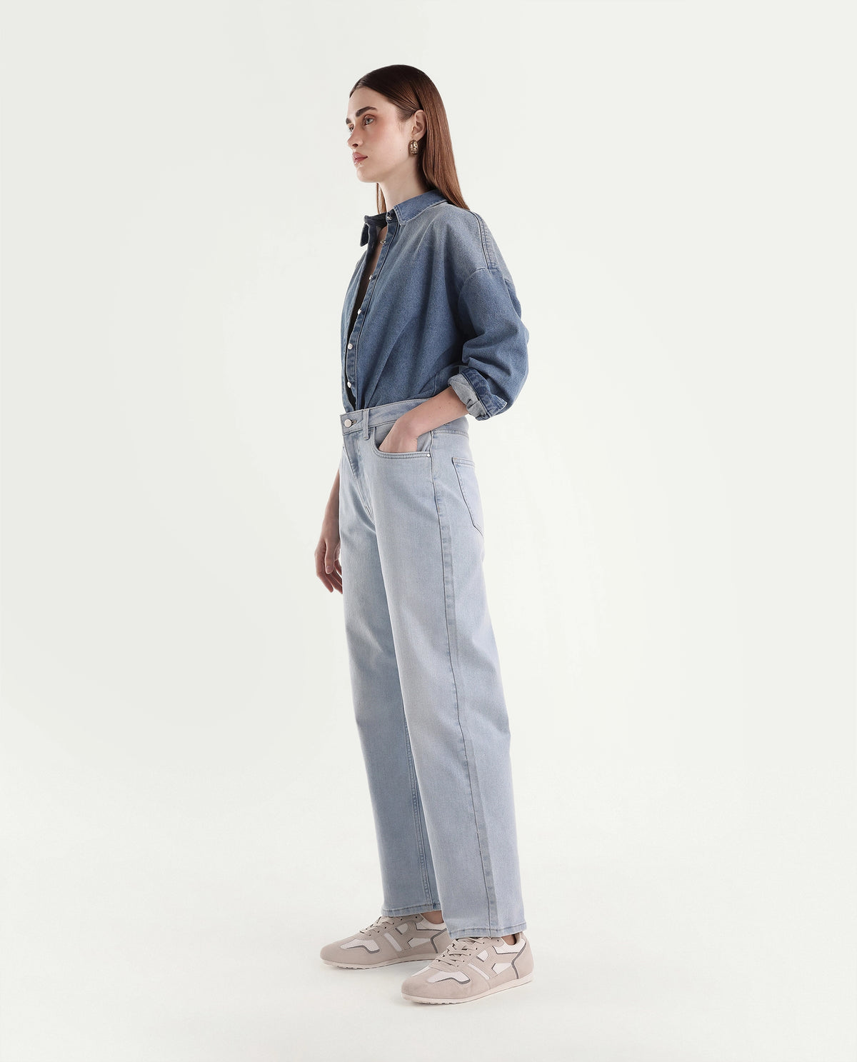 Rareism Women's Strank-4 Light Blue Cotton Blend Shank And Zipper Ankle Straight Plain Jeans - image 5