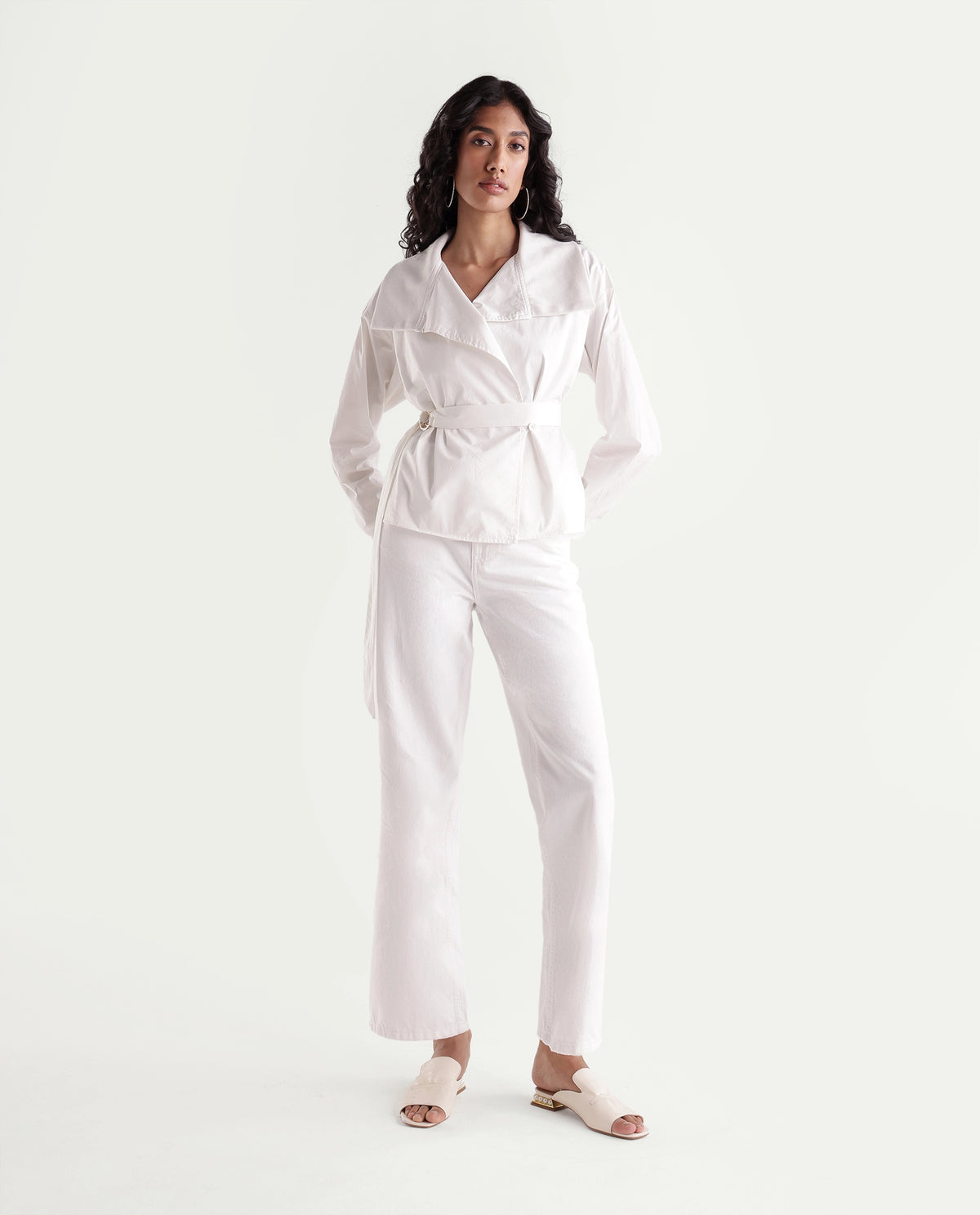Rareism Women's Strank-5 White Cotton Shank And Zipper Ankle Straight Plain Jeans - image 2