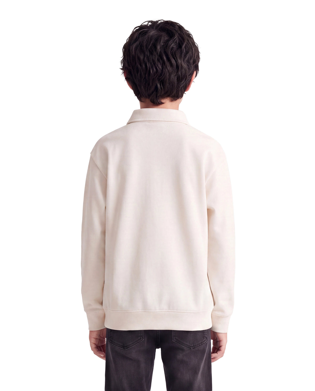 Rare Ones Kids Faris Off White Cotton Blend Fabric Spread Collar Button Closure Regular Fit Embroidered Polo