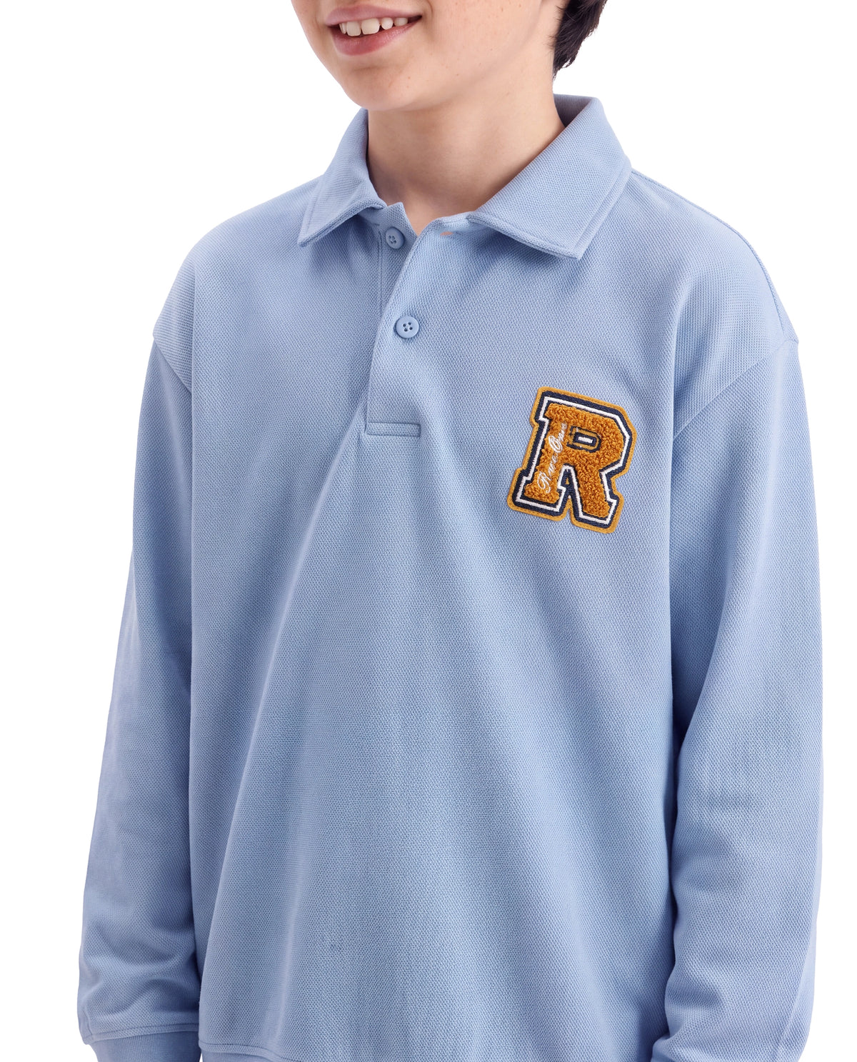 Rare Ones Kids Faris Pastel Purple Cotton Blend Fabric Spread Collar Button Closure Regular Fit Embroidered Polo