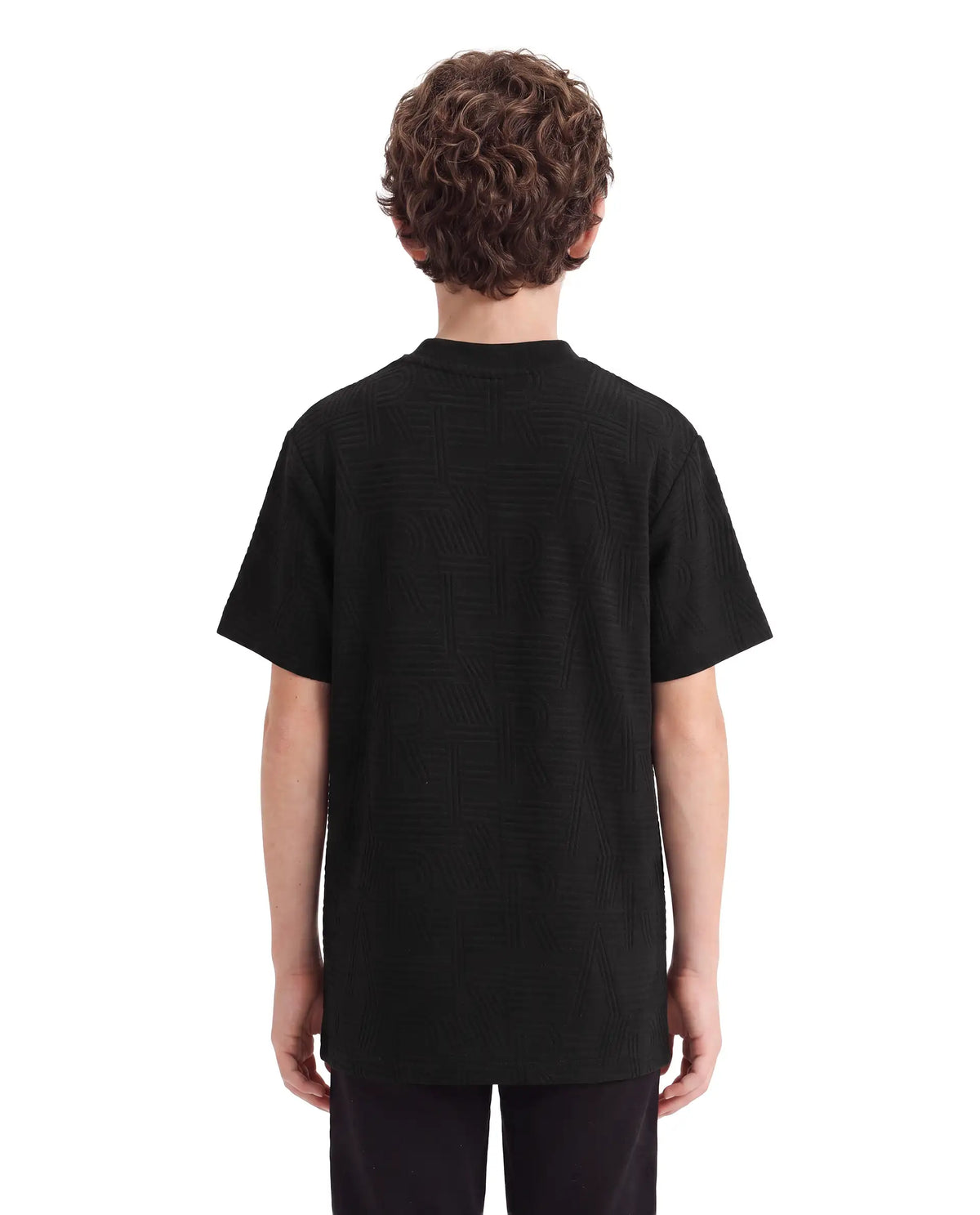 Rare Ones Kids Stom-26 Black Cotton Blend Fabric Crew Neck Pull-On Closure Regular Fit Jacquard T-Shirt