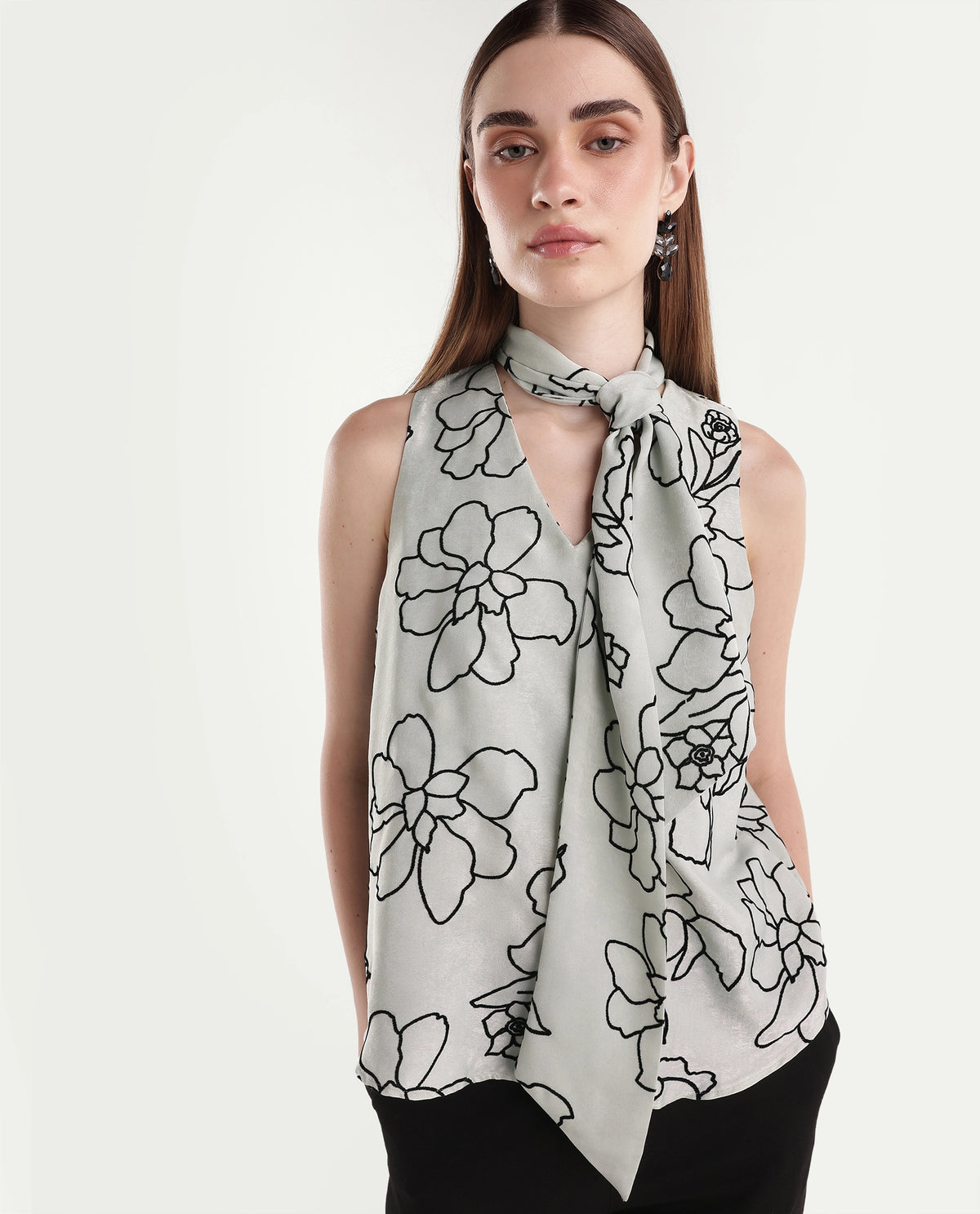 Rareism Women's Onpogo Light Blue Polyester Regular Fit Floral Print Top - image 1