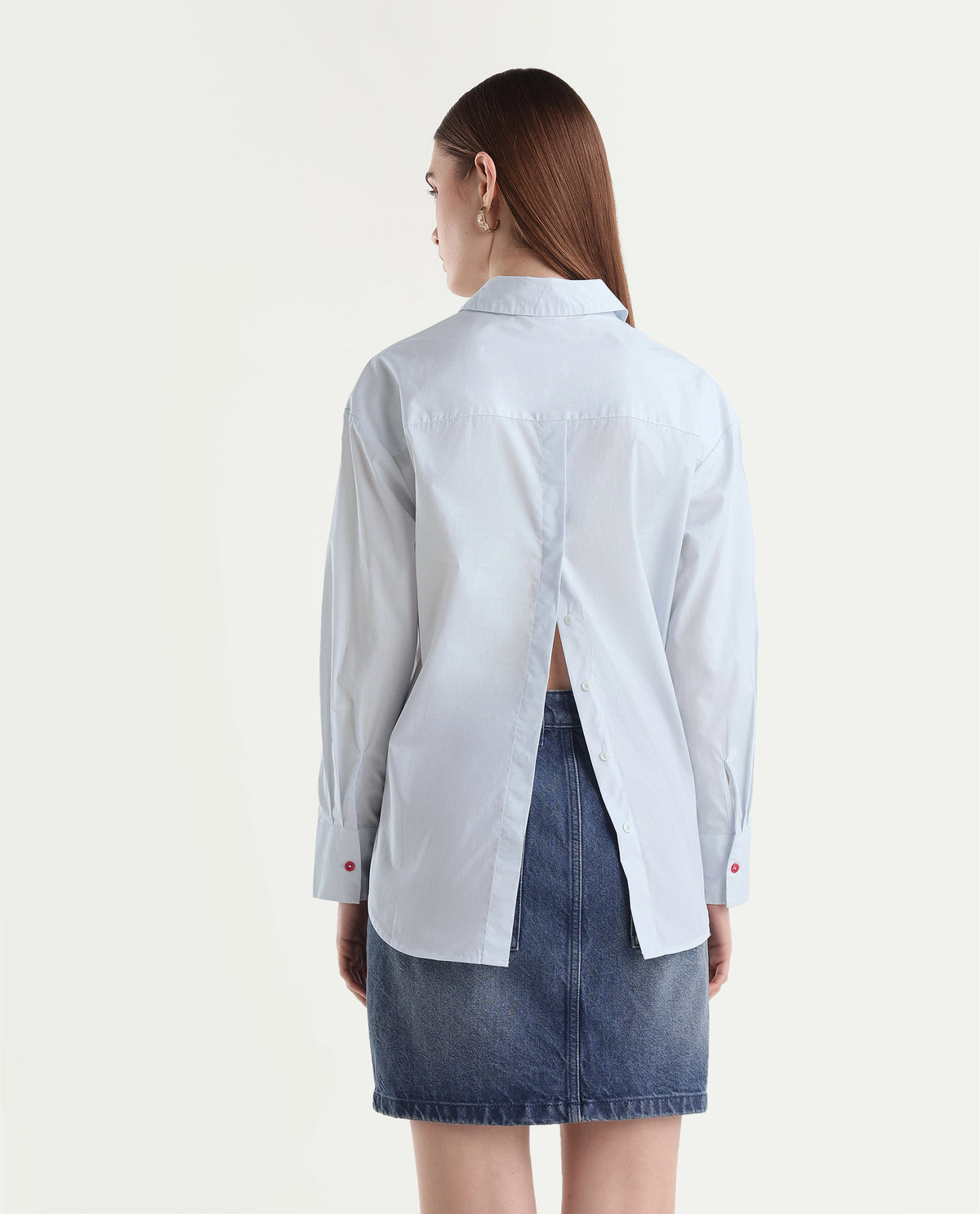 Rareism Women's Ceredis Light Blue Cotton Spread Collar Button Regular Floral Print Shirt - image 7