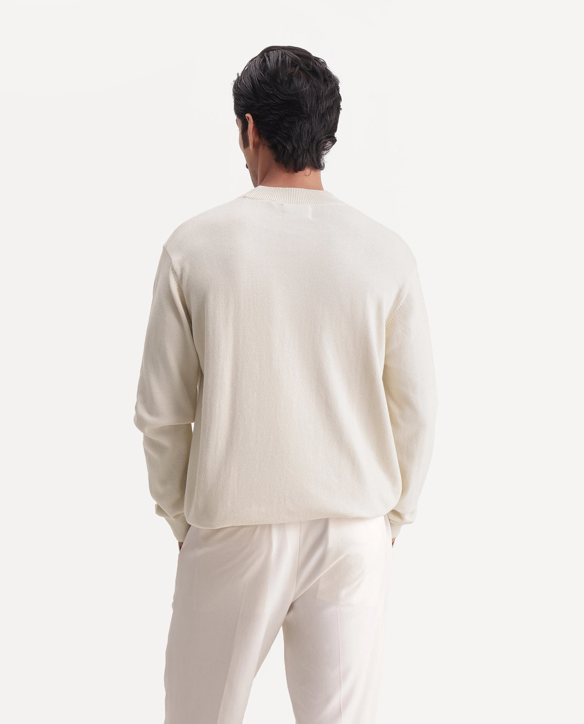 Rare Rabbit Men's Banr Off White Cotton Crew Neck Regular Fit Argyle Print Sweater - image 7