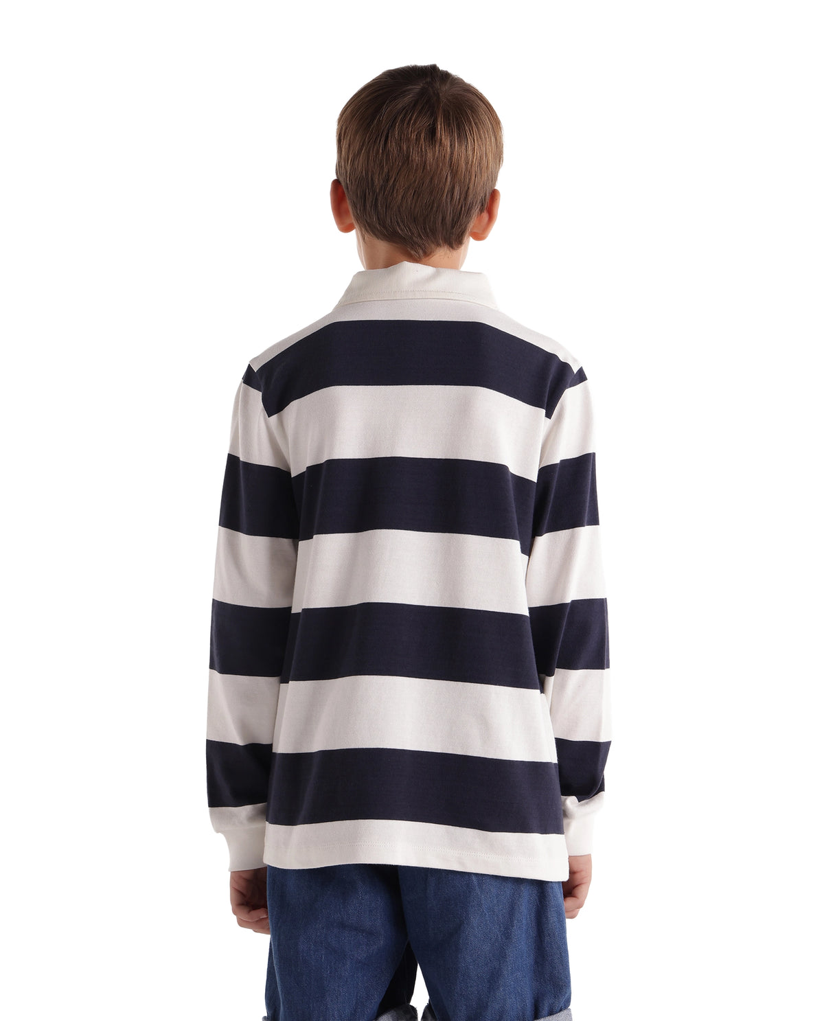Rare Ones Kids Varo White Cotton Fabric Spread Collar Button Closure Regular Fit Striped Polo - image 7