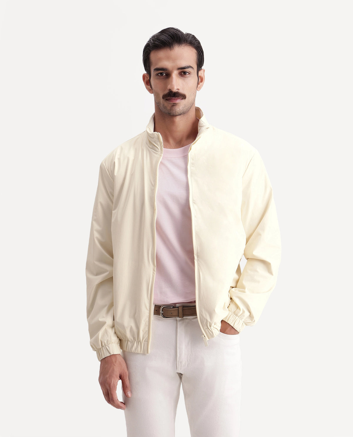 Rare Rabbit Men's Tian Off White Nylon High Neck Regular Plain Jacket - image 4