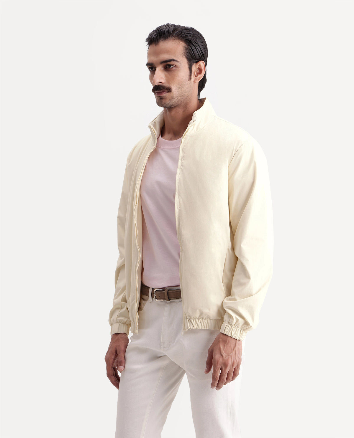 Rare Rabbit Men's Tian Off White Nylon High Neck Regular Plain Jacket - image 5