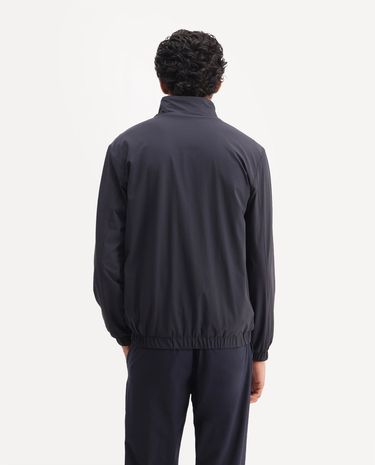 Rare Rabbit Men's Tian Navy Nylon Blend High Neck Zipper Regular Plain Jacket