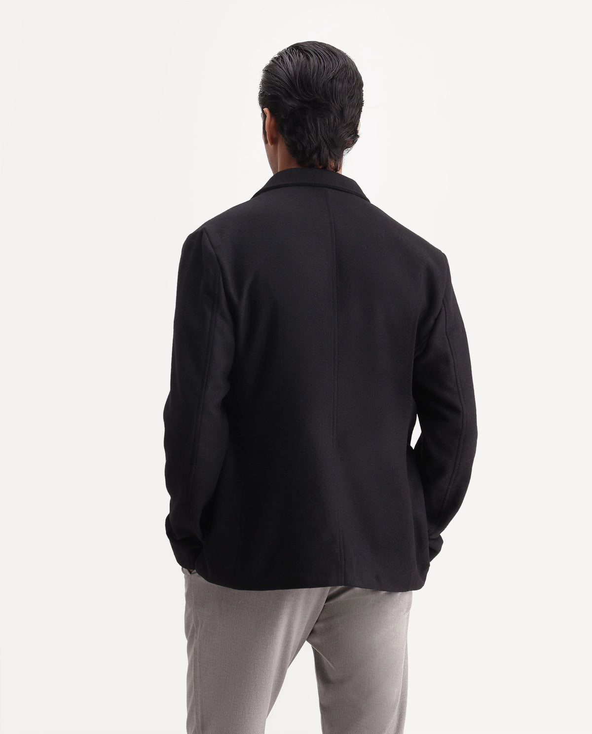 Rare Rabbit Men's Lavo Dark Navy Polyester Blend High Neck Regular Plain Jacket
