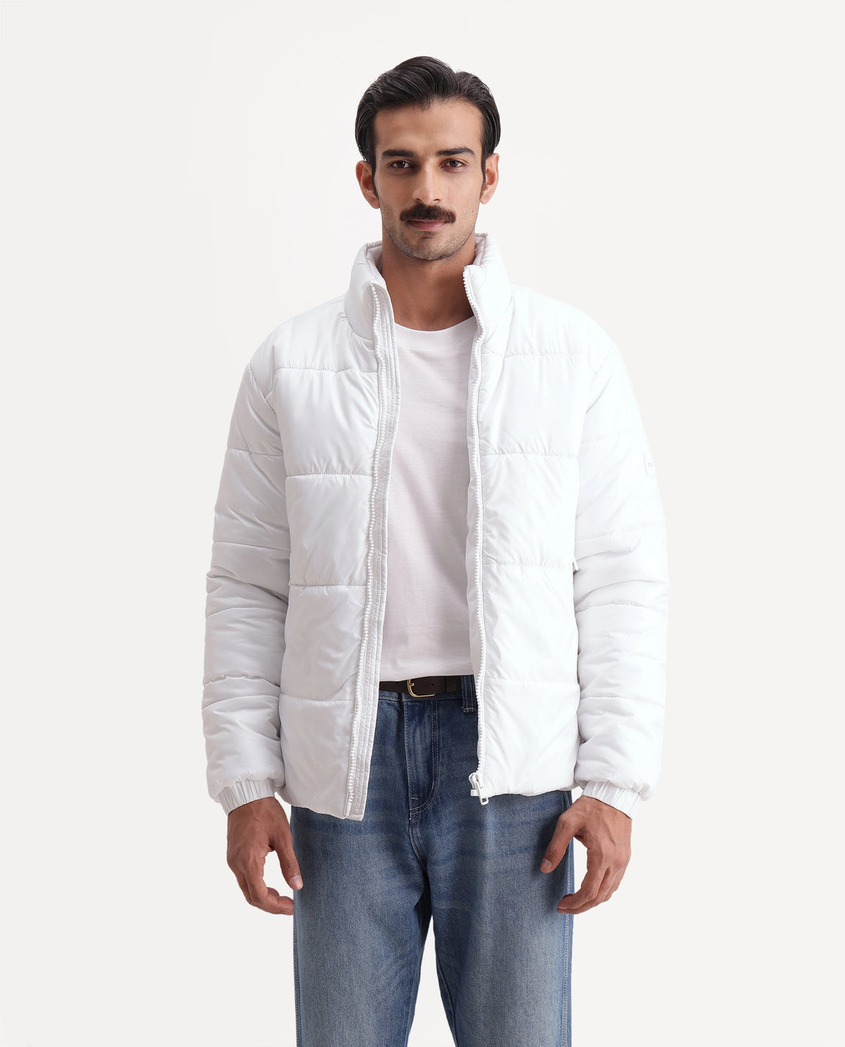 Rare Rabbit Men's Dest White Polyester High Neck Regular Plain Jacket - image 4