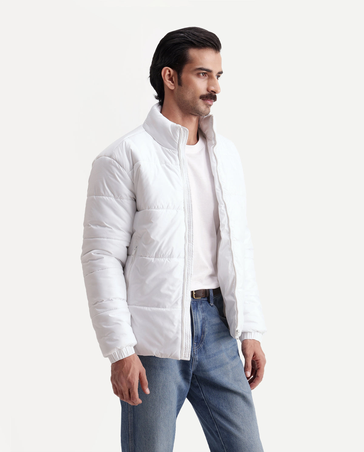Rare Rabbit Men's Dest White Polyester High Neck Regular Plain Jacket - image 7