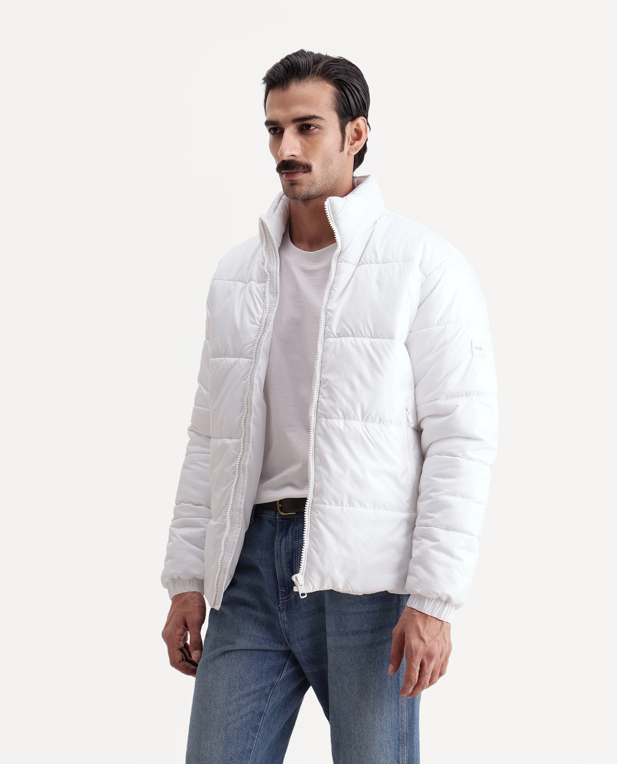 Rare Rabbit Men's Dest White Polyester High Neck Regular Plain Jacket - image 5