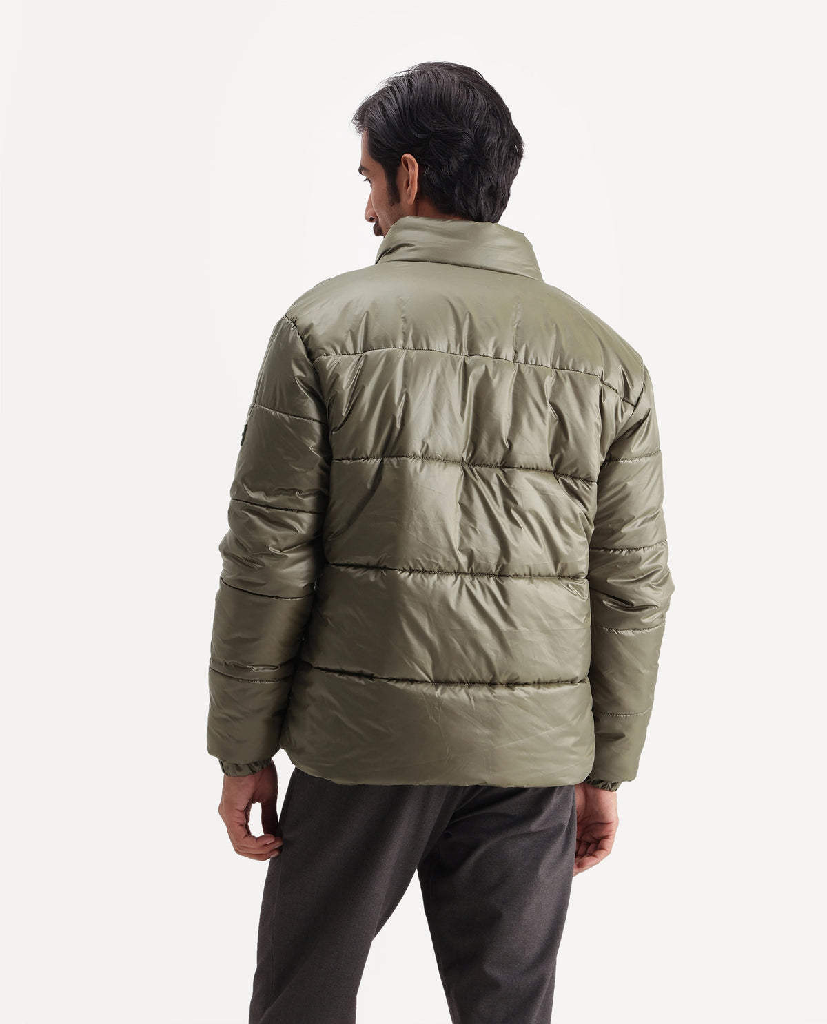 Rare Rabbit Men's Dest Olive Polyester High Neck Regular Plain Jacket - image 7