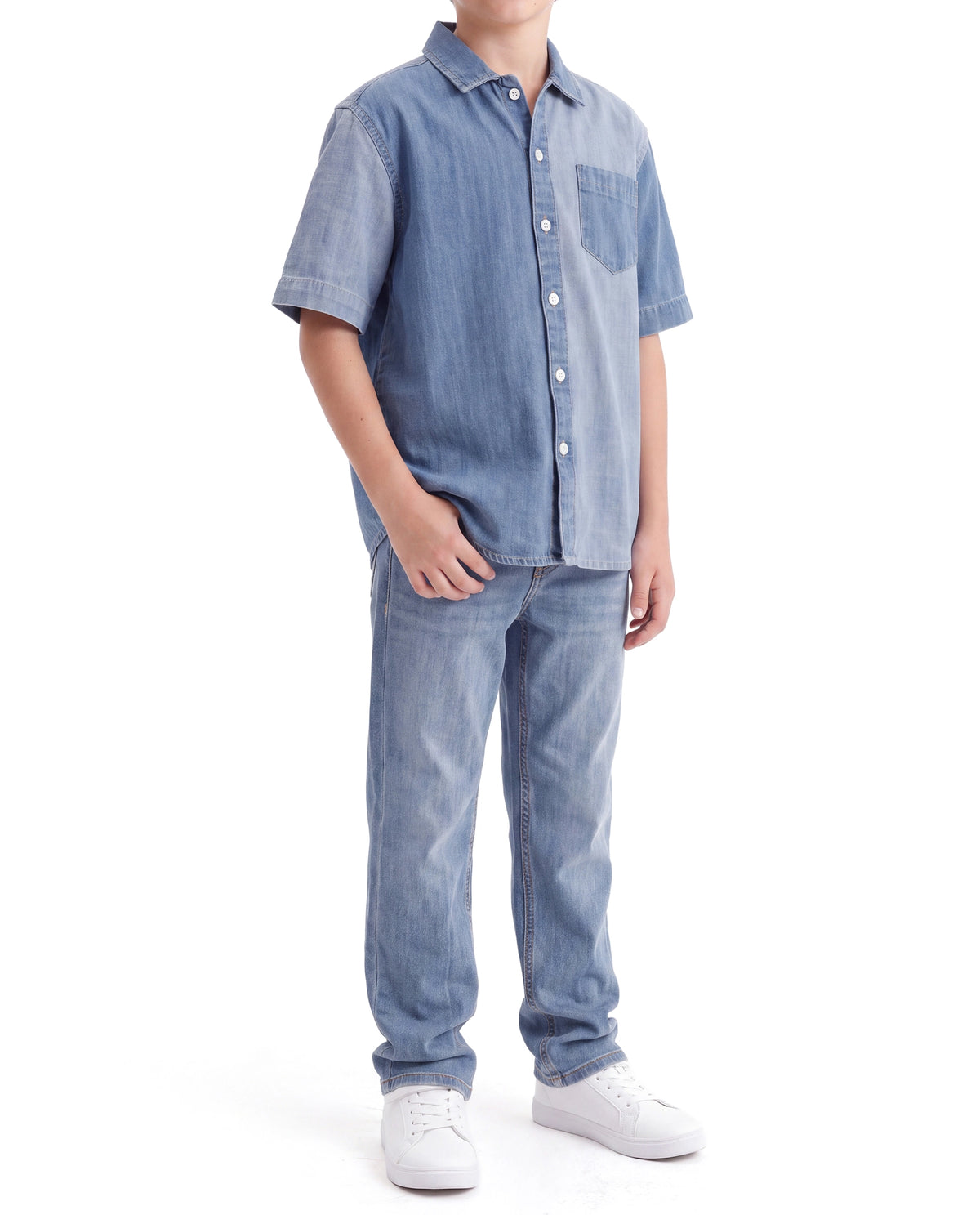 Rare Ones Kids Indi-K-26 Light Blue Cotton Fabric Button And Zip Closure Regular Fit Plain Jeans