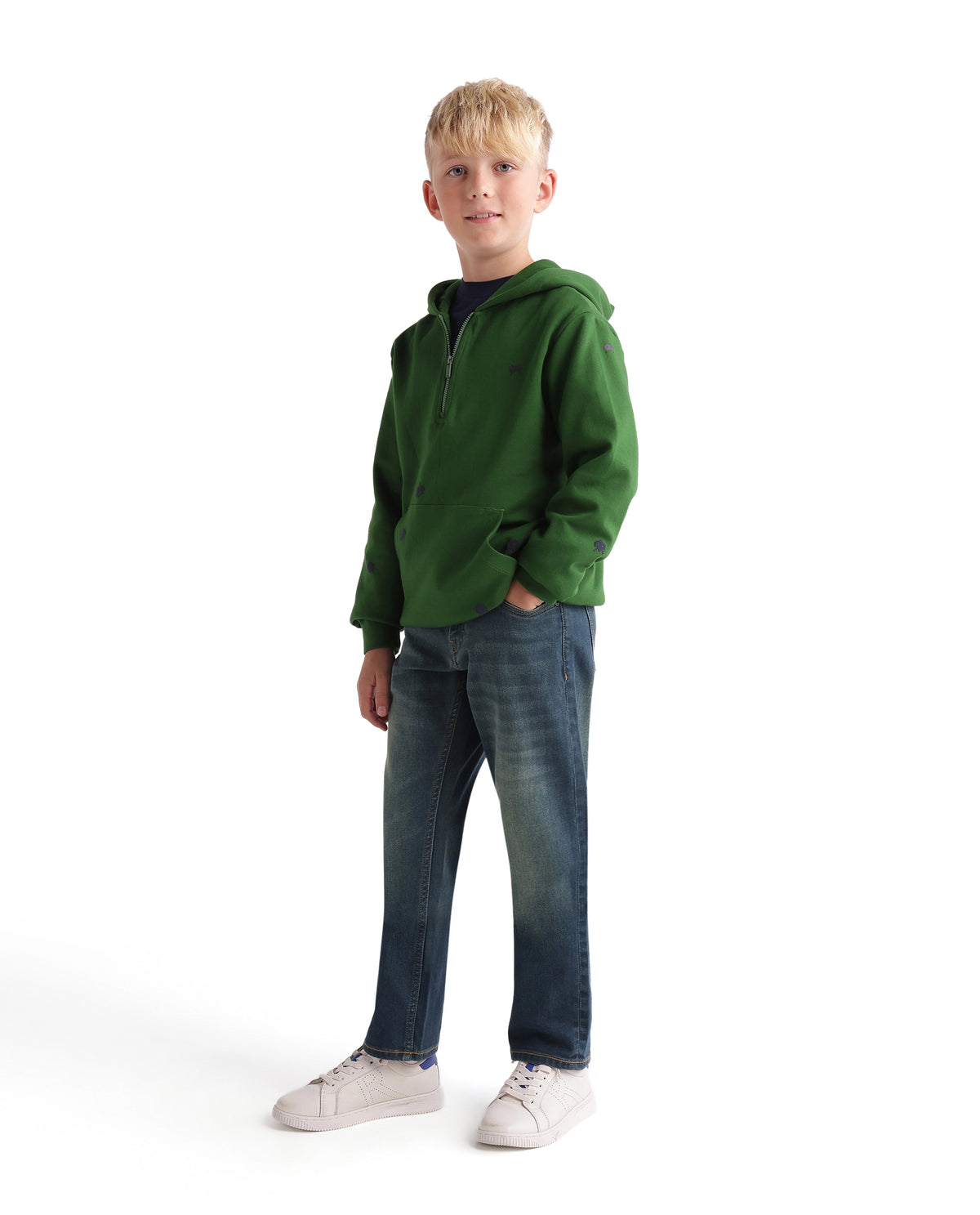 Rare Ones Kids Keller Dark Teal Cotton Blend Fabric Button And Zip Closure Regular Fit Plain Jeans - image 4