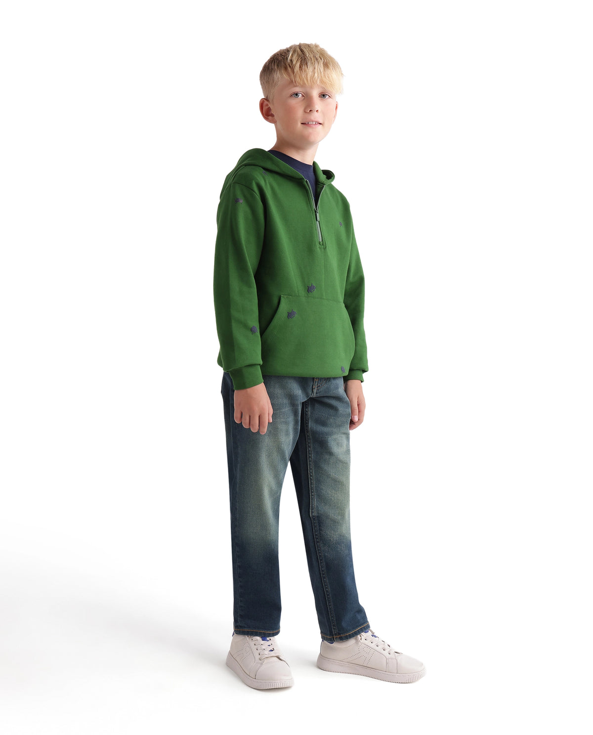 Rare Ones Kids Keller Dark Teal Cotton Blend Fabric Button And Zip Closure Regular Fit Plain Jeans - image 5