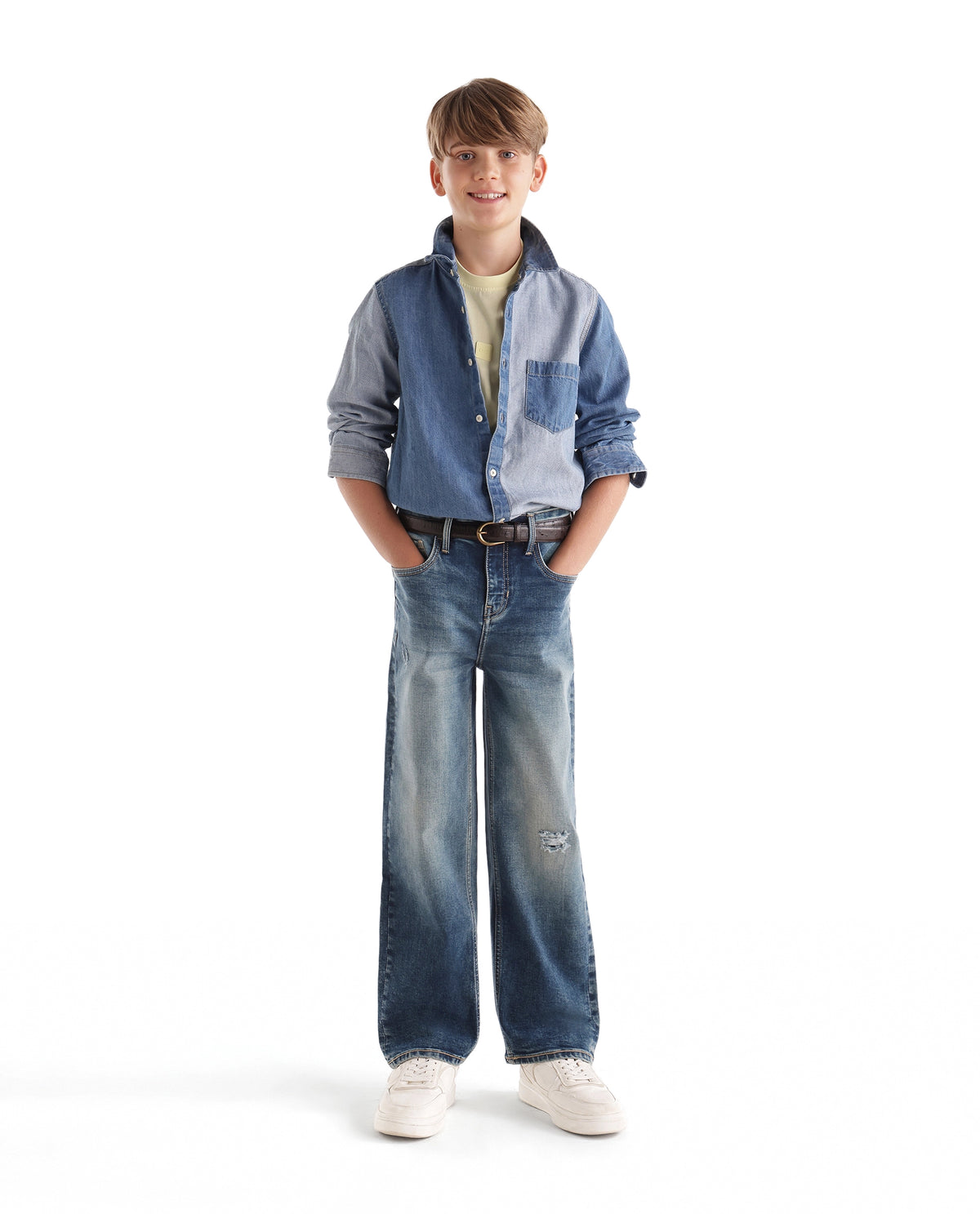 Rare Ones Kids Hector Light Blue Cotton Blend Fabric Button And Zip Closure Relaxed Fit Plain Jeans - image 1