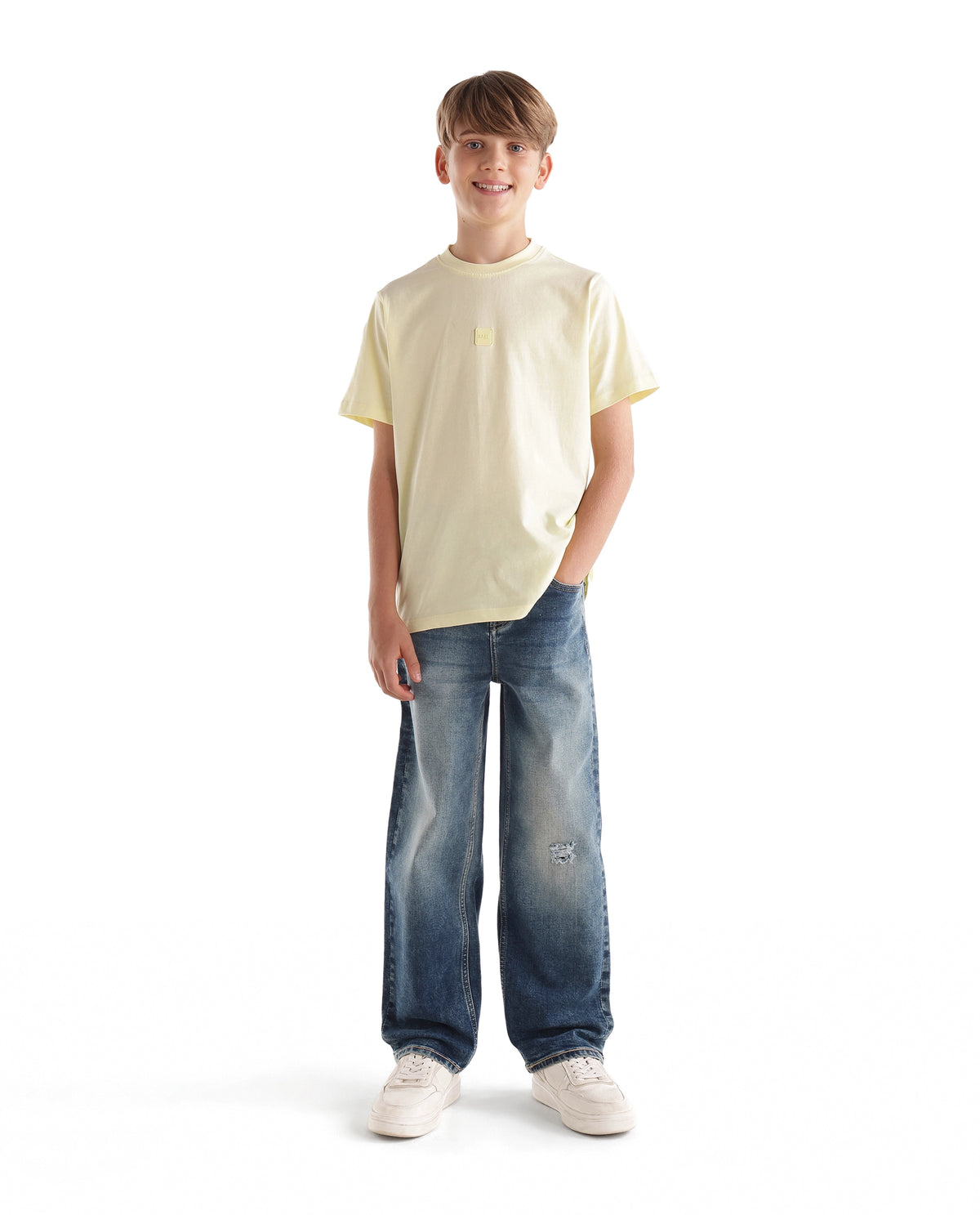 Rare Ones Kids Hector Light Blue Cotton Blend Fabric Button And Zip Closure Relaxed Fit Plain Jeans - image 8