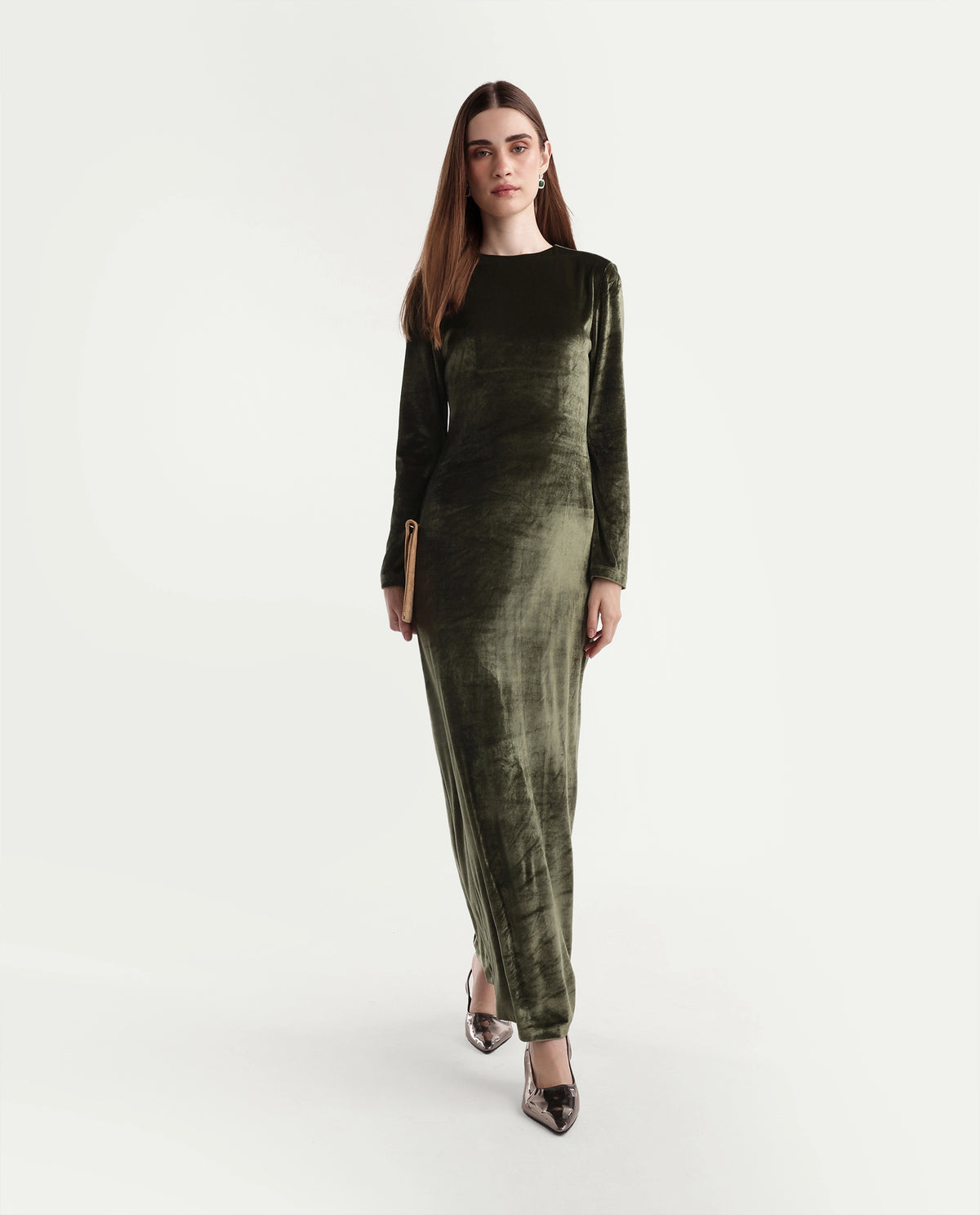 Rareism Women's Potonlo Dark Green Polyester Regular Fit Plain Dress - image 1