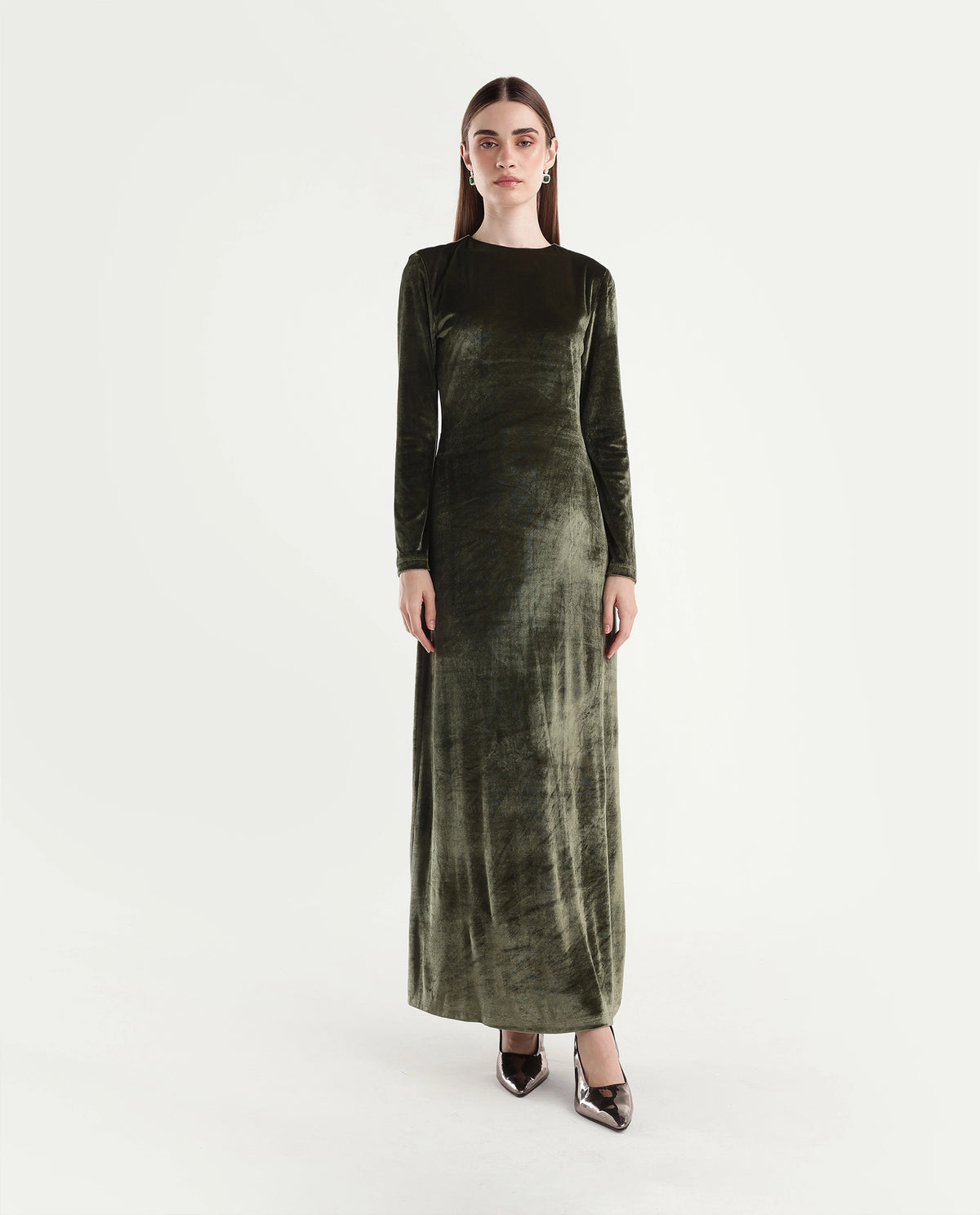Rareism Women's Potonlo Dark Green Polyester Regular Fit Plain Dress - image 2