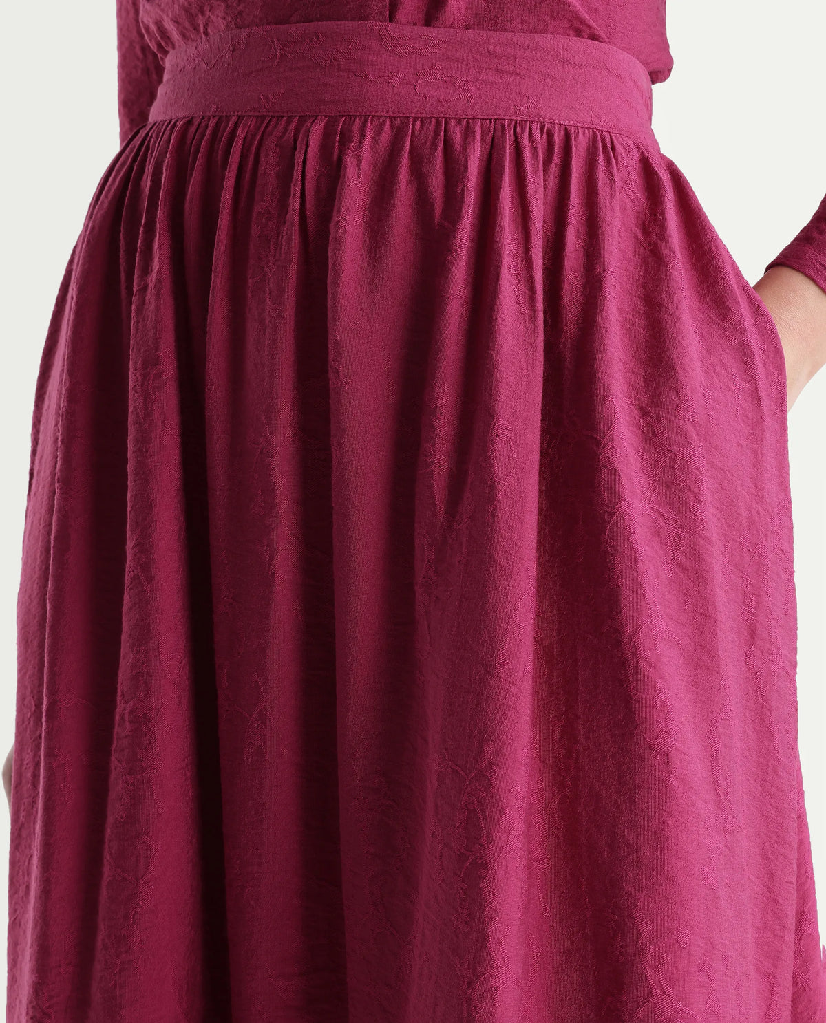 Rareism Women's Willis-B Dark Pink Viscose Blend Flared Plain Skirt