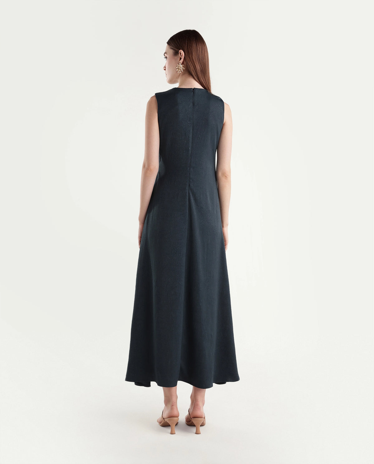 Rareism Women's Xoa Teal Polyester Round Neck Sheath Plain Dress - image 7