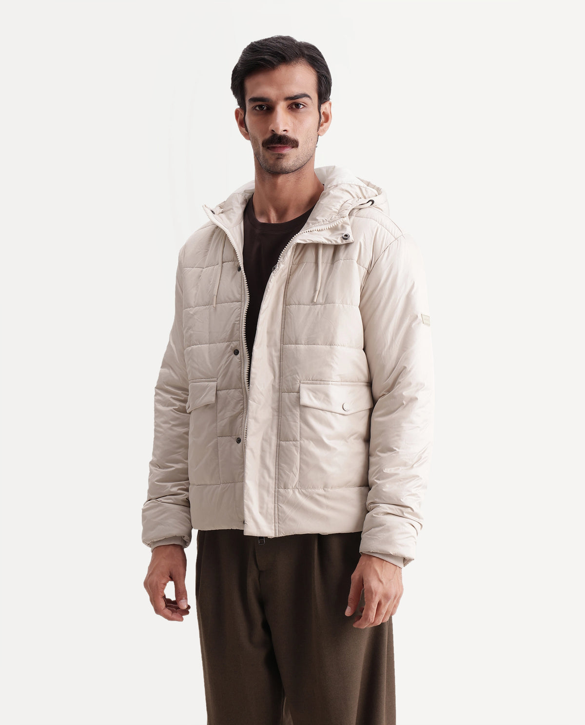 Rare Rabbit Men's Kiris Beige Polyester Hooded Regular Plain Jacket - image 4