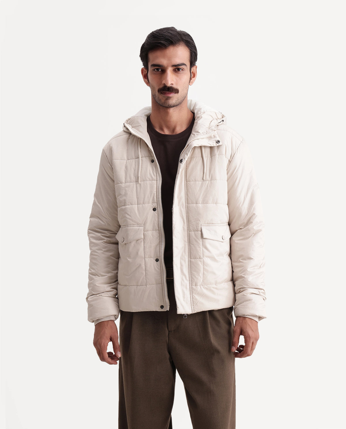 Rare Rabbit Men's Kiris Beige Polyester Hooded Regular Plain Jacket - image 5